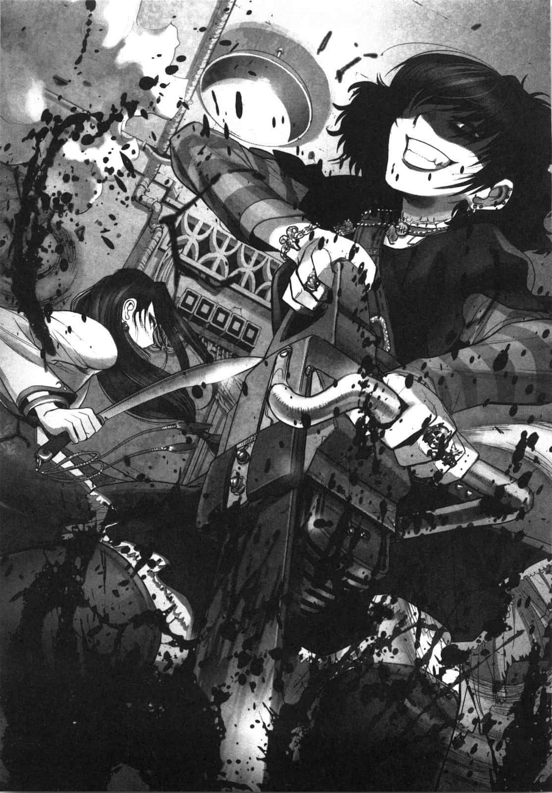 Sawyer The Cleaner, black and white manga panel, violent melee, HD Phone Wallpaper