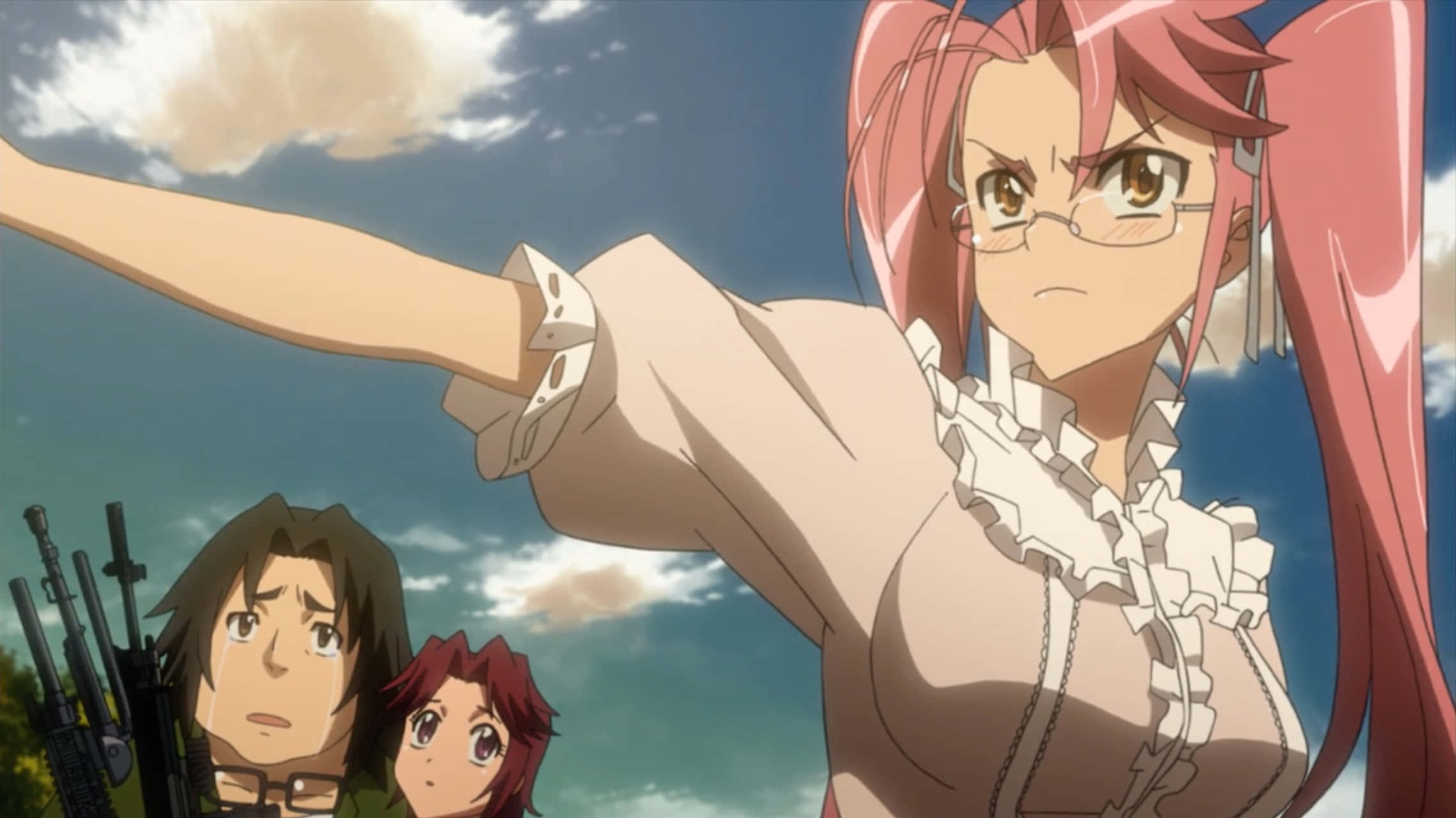 Saya Takagi, pink-haired anime girl, glasses, Full HD Desktop Wallpaper