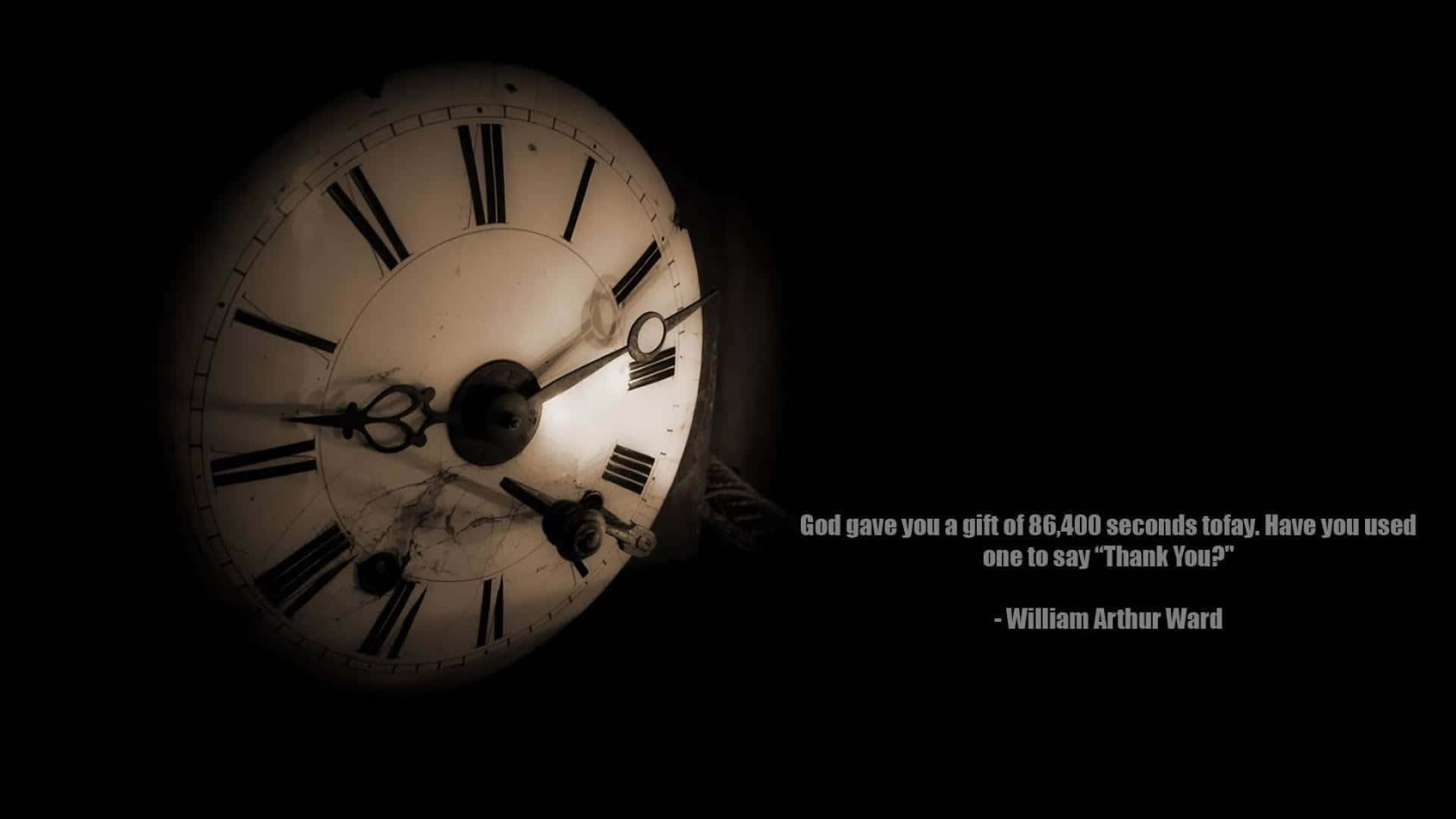 vintage clock face, black background, motivational quote, Full HD Desktop Wallpaper