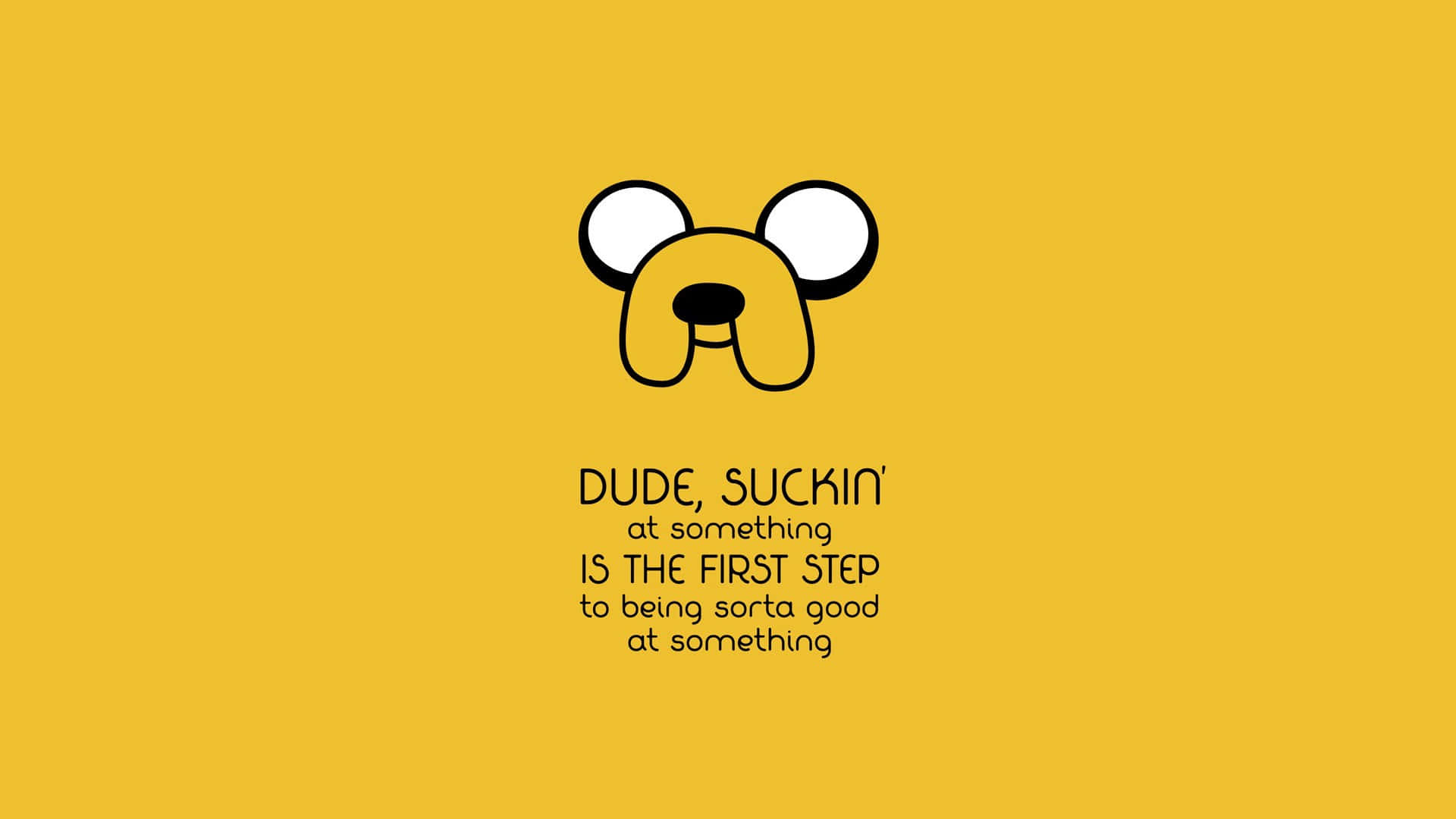 Saying, minimalist cartoon dog face, text below, Full HD Desktop Wallpaper