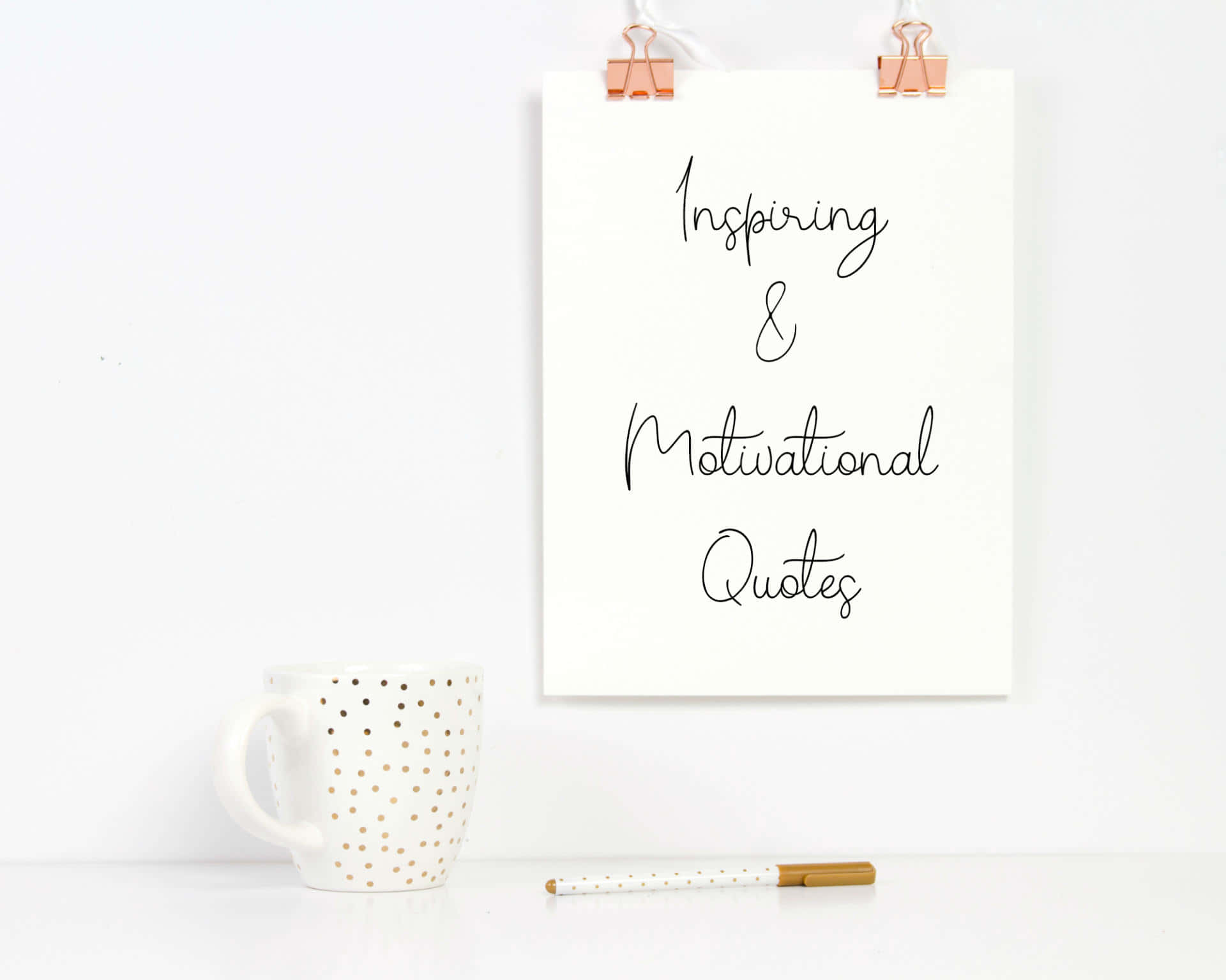 Saying, white mug, gold polka dots, Full HD Desktop Wallpaper