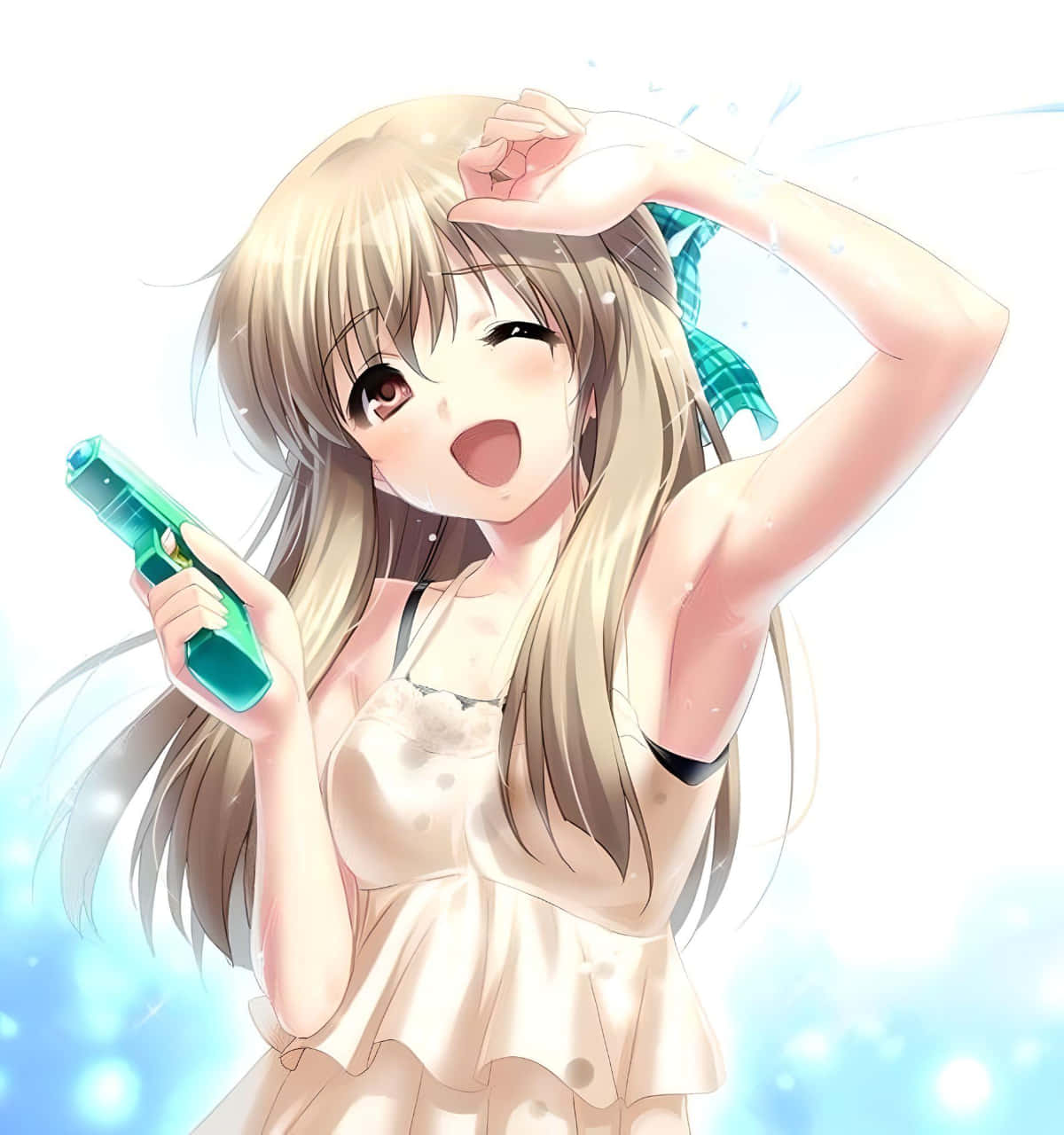 Sayuri Kurata, blonde hair, blue bow, HD Phone Wallpaper