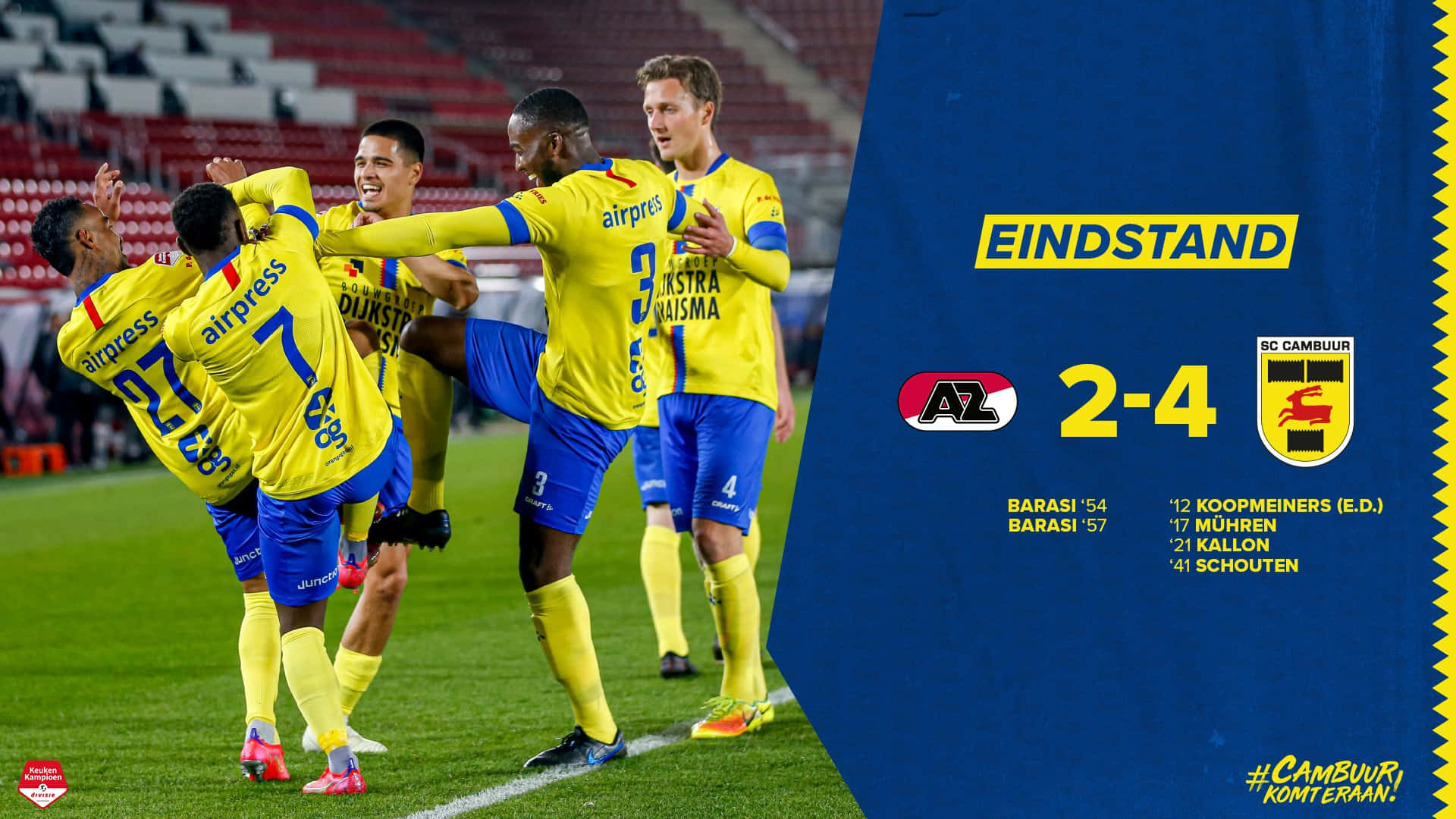S C Cambuur, yellow jerseys, green pitch, Full HD Desktop Wallpaper