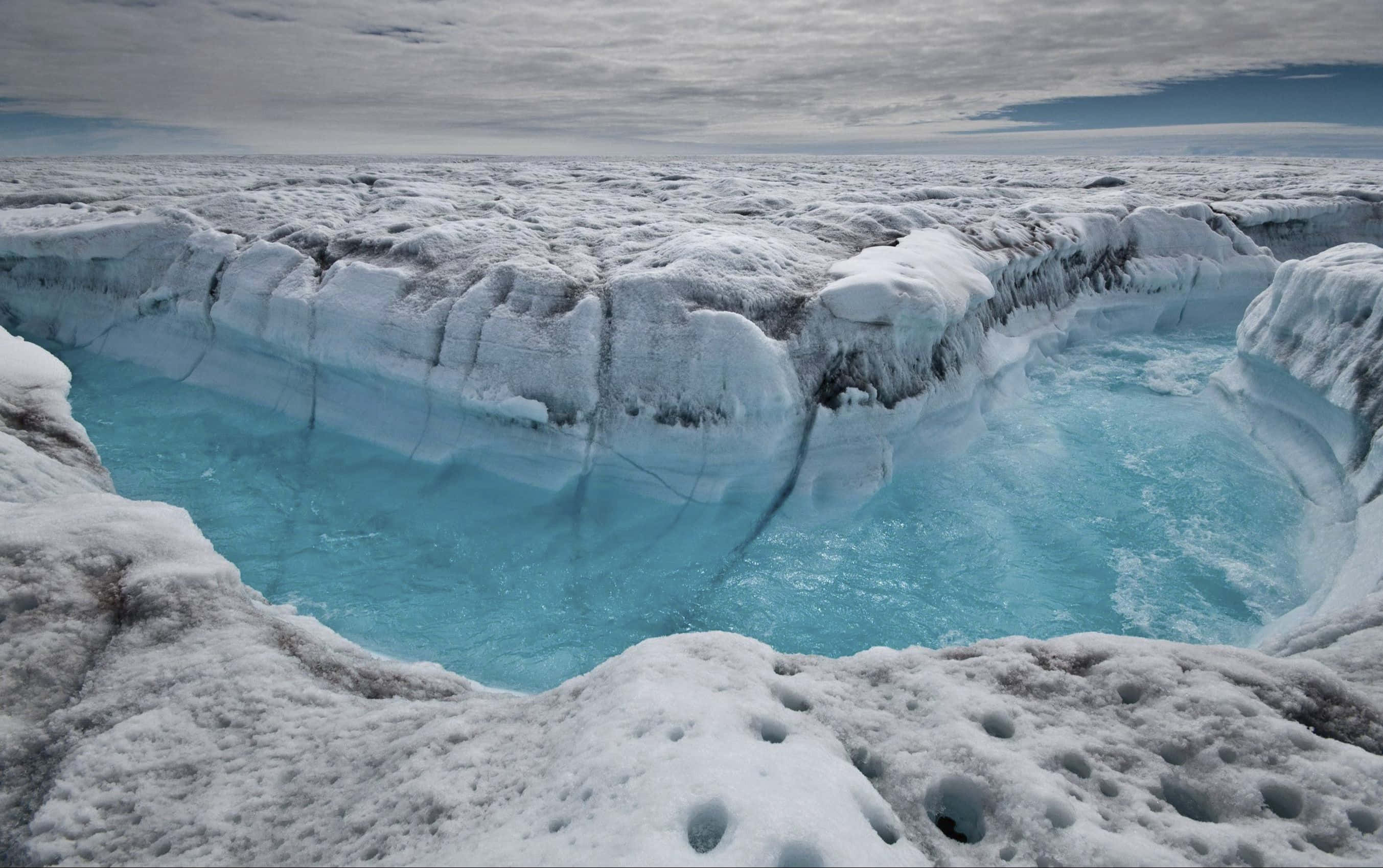 glacial crevasse ice formation, turquoise meltwater, ancient glaciers, 2K Desktop Wallpaper