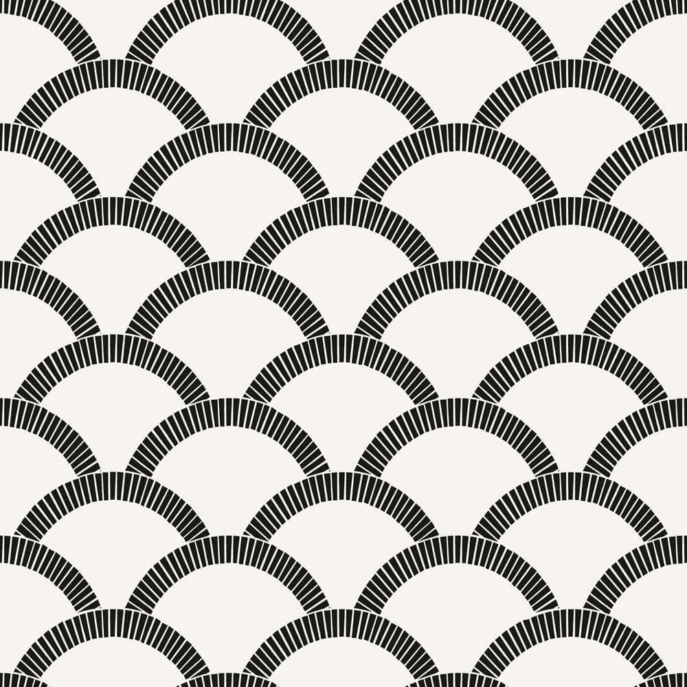 Scallops Pattern, black fish-scale pattern, off-white background, SD Desktop Wallpaper