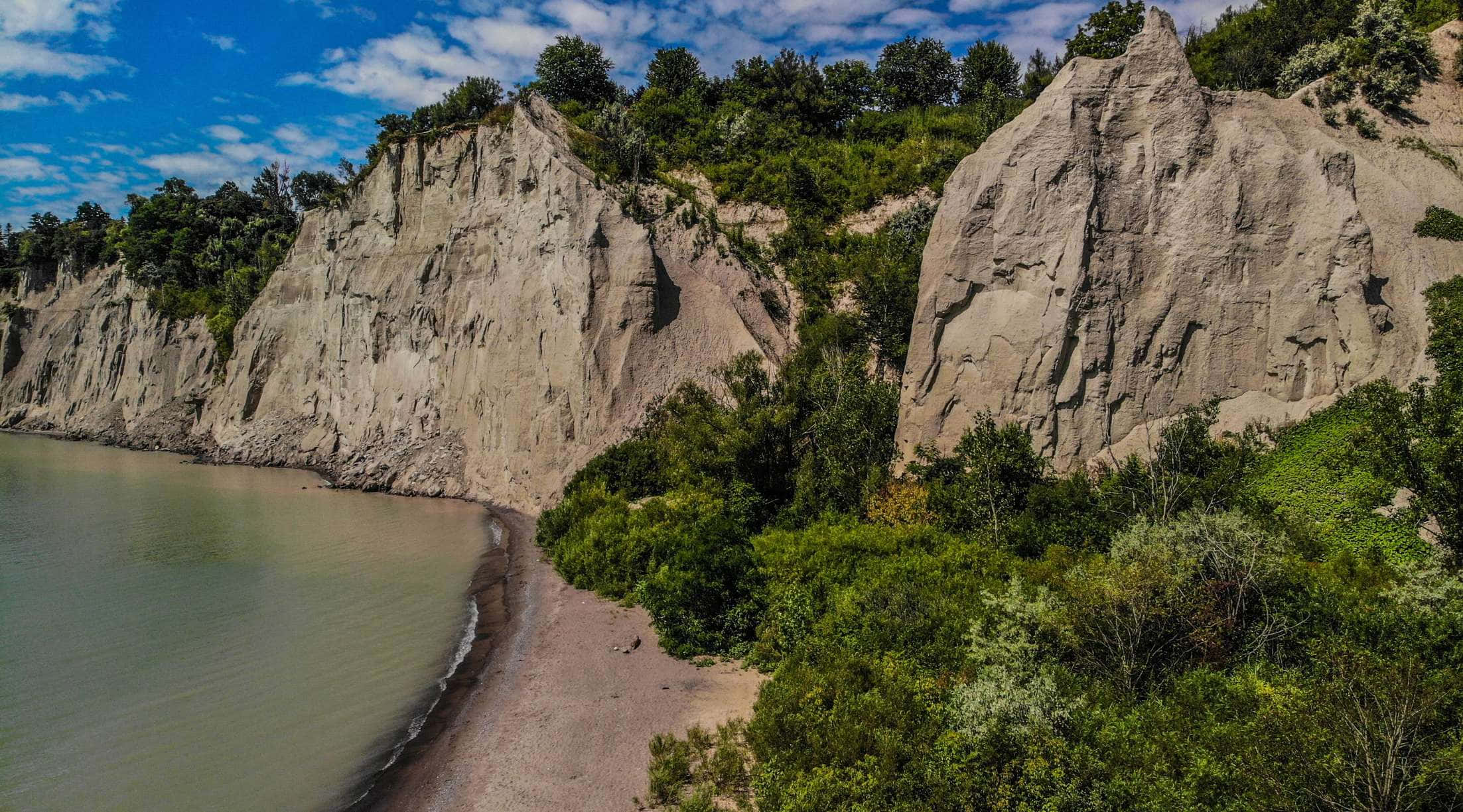 Scarborough Bluffs, cliffside view, rugged cliffs, Full HD Desktop Wallpaper