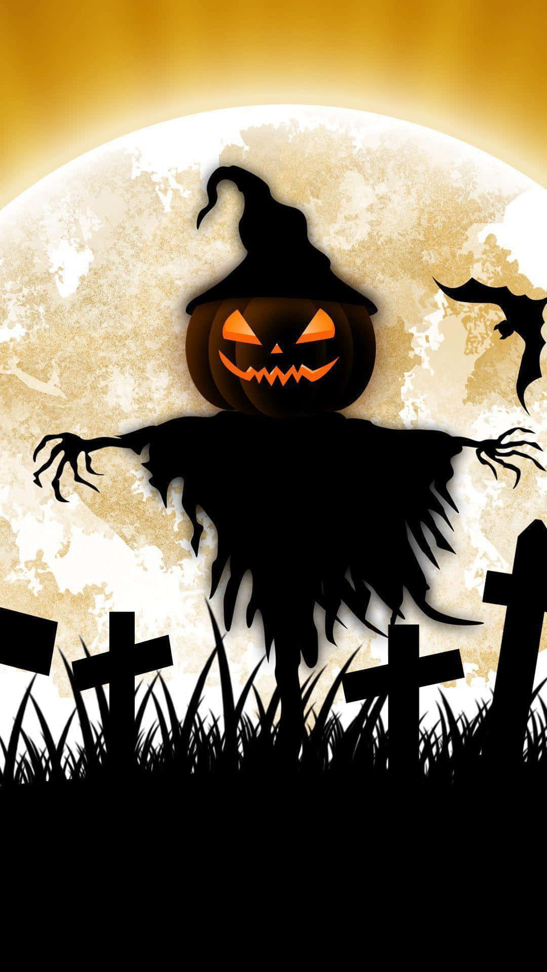 Scarecrows, jack-o'-lantern scarecrow, graveyard, Full HD Phone Wallpaper