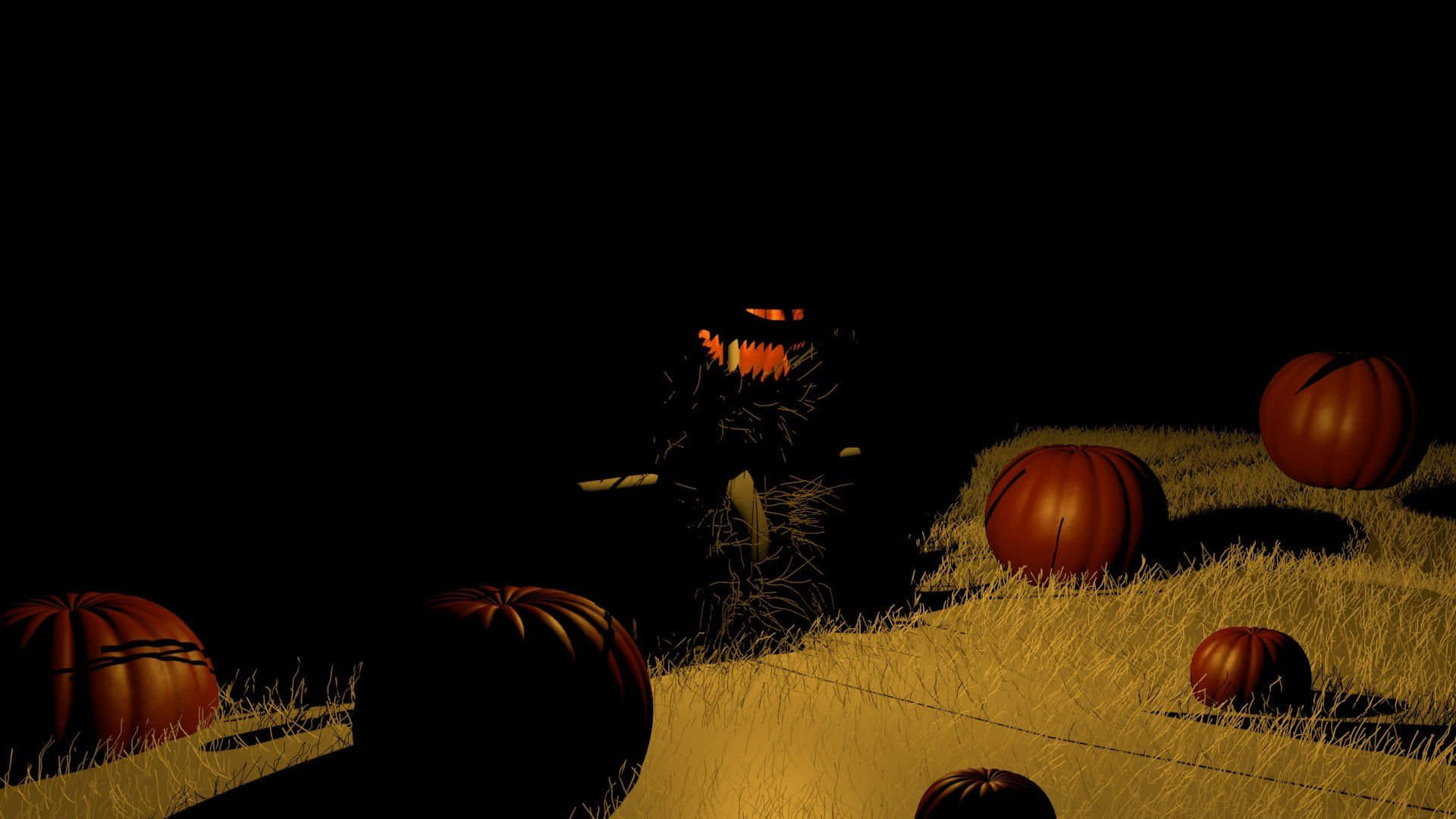 Scarecrows, pumpkins, dark field, Full HD Desktop Wallpaper