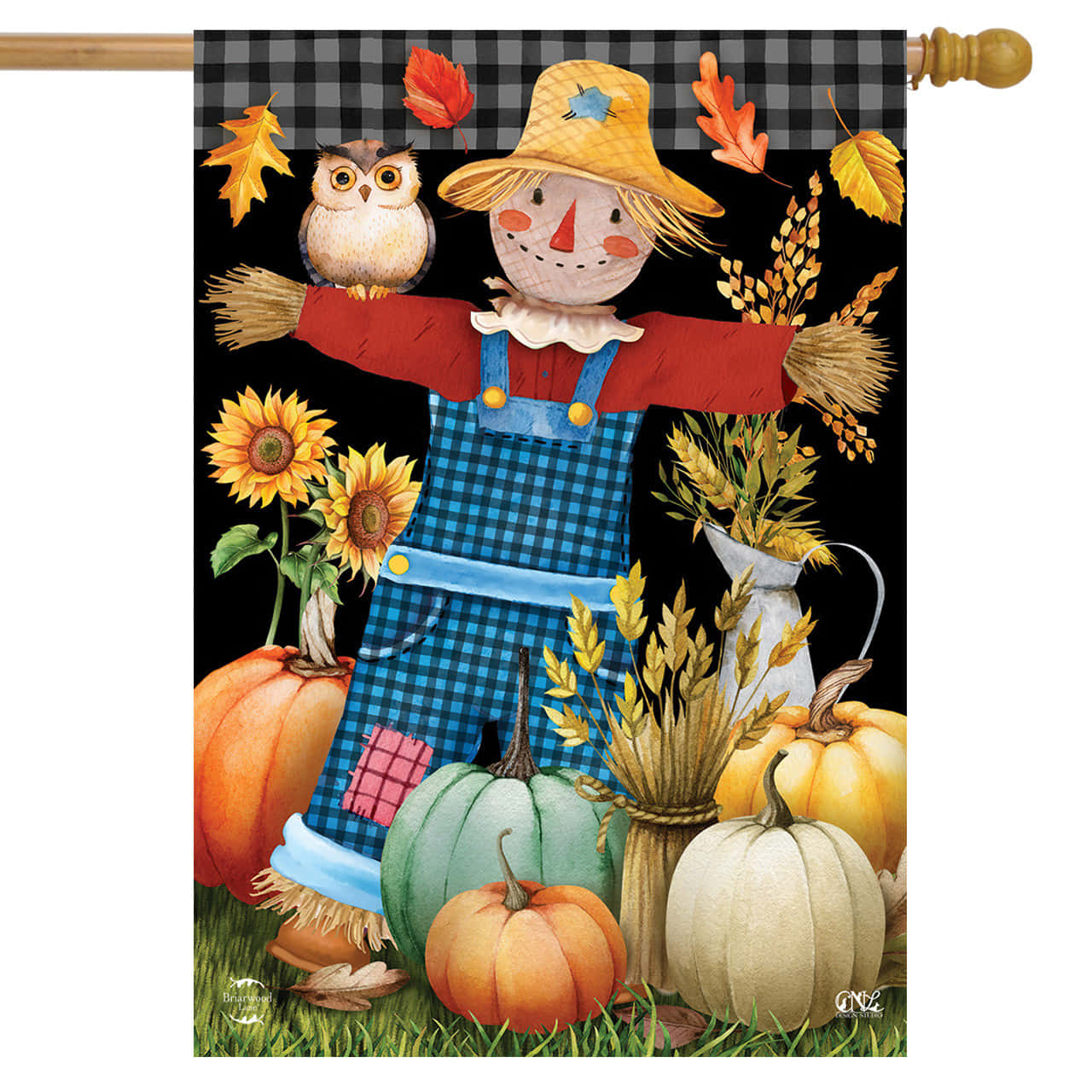 scarecrow, blue overalls, straw hat, HD Desktop Wallpaper