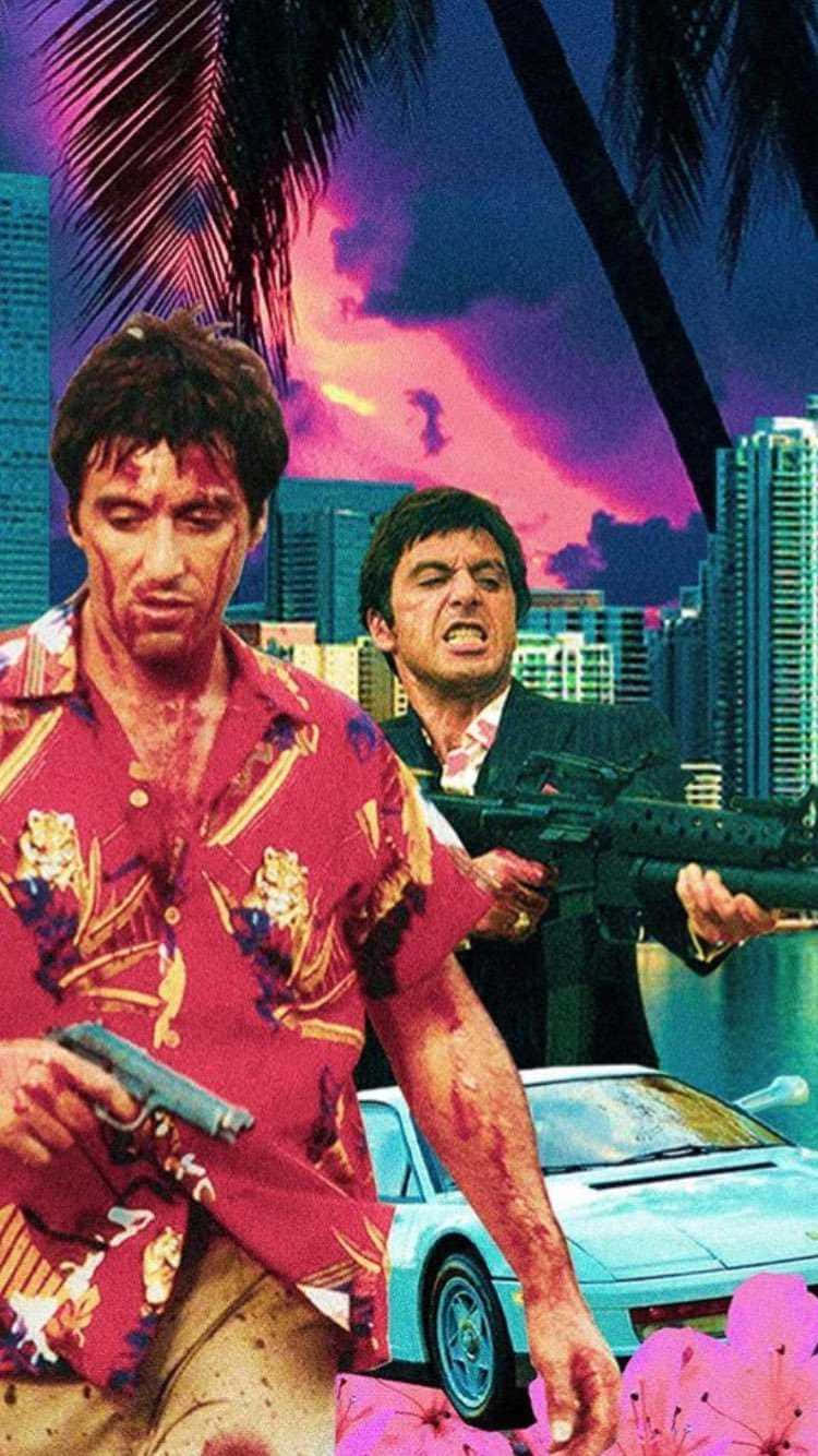Scarface, iPhone, neon-lit cityscape, HD Phone Wallpaper