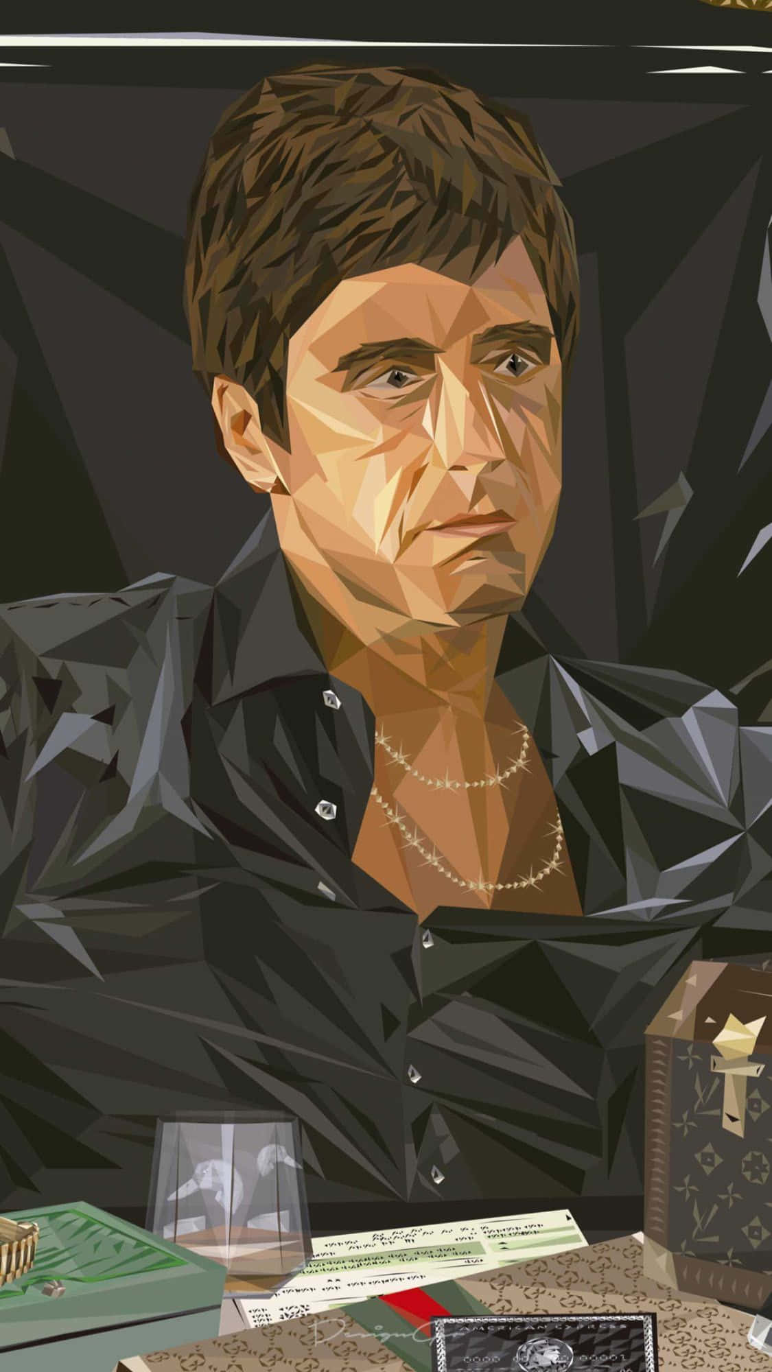 Scarface, iPhone, low-poly, Full HD Phone Wallpaper