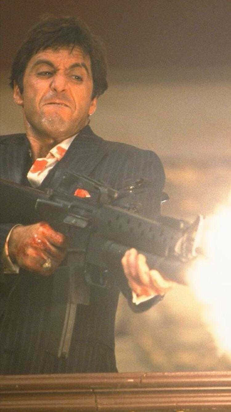 Scarface, iPhone, machine gun, HD Phone Wallpaper
