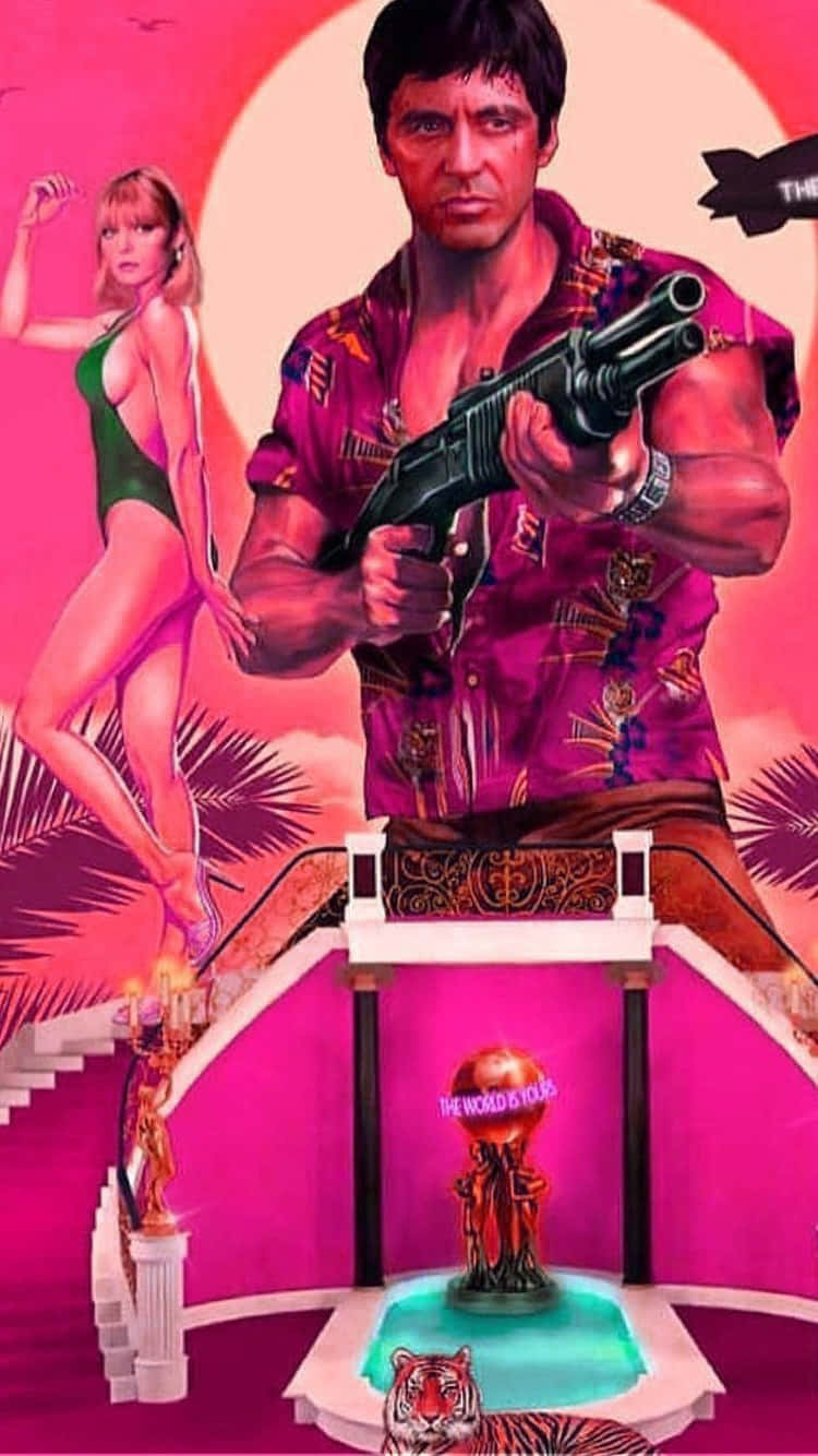 Scarface, iPhone, pink Hawaiian shirt, HD Phone Wallpaper