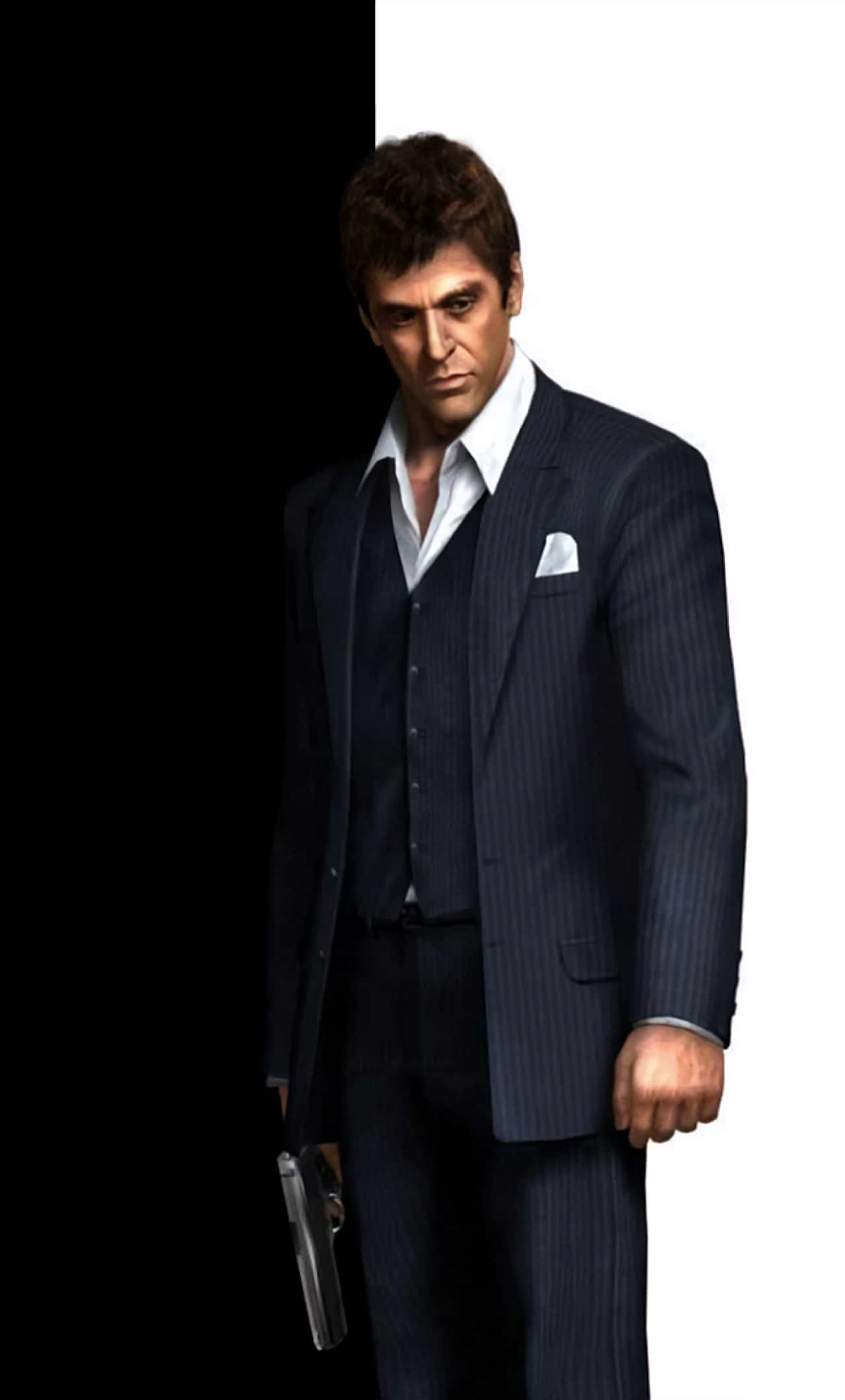 Scarface, iPhone, dark pinstripe suit, Full HD Phone Wallpaper