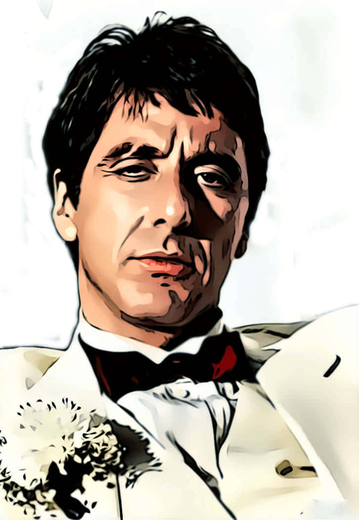 Scarface, iPhone, white tuxedo, SD Phone Wallpaper