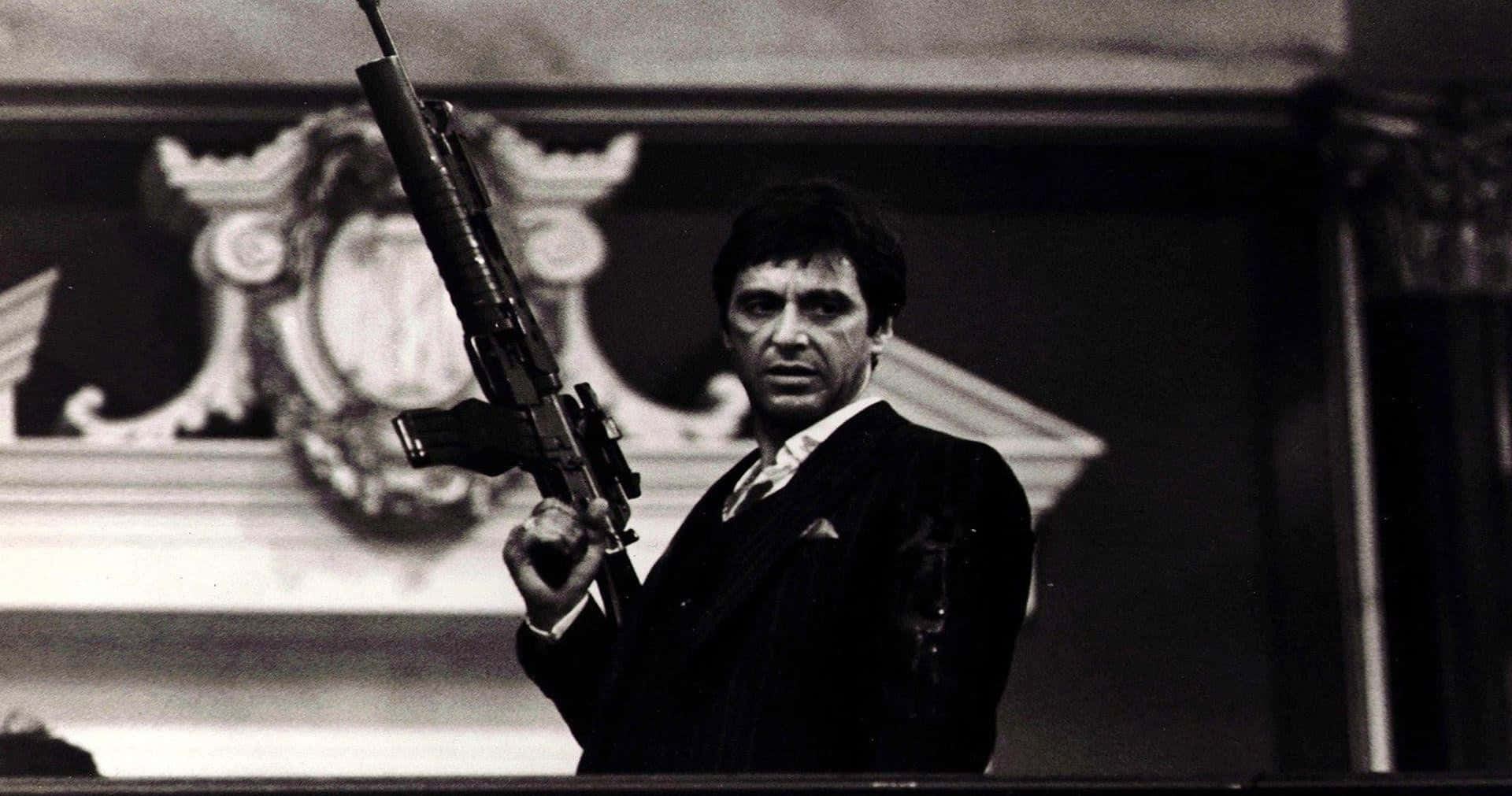 Scarface Tony Montana, Say hello to my little friend!, rifle, Full HD Desktop Wallpaper