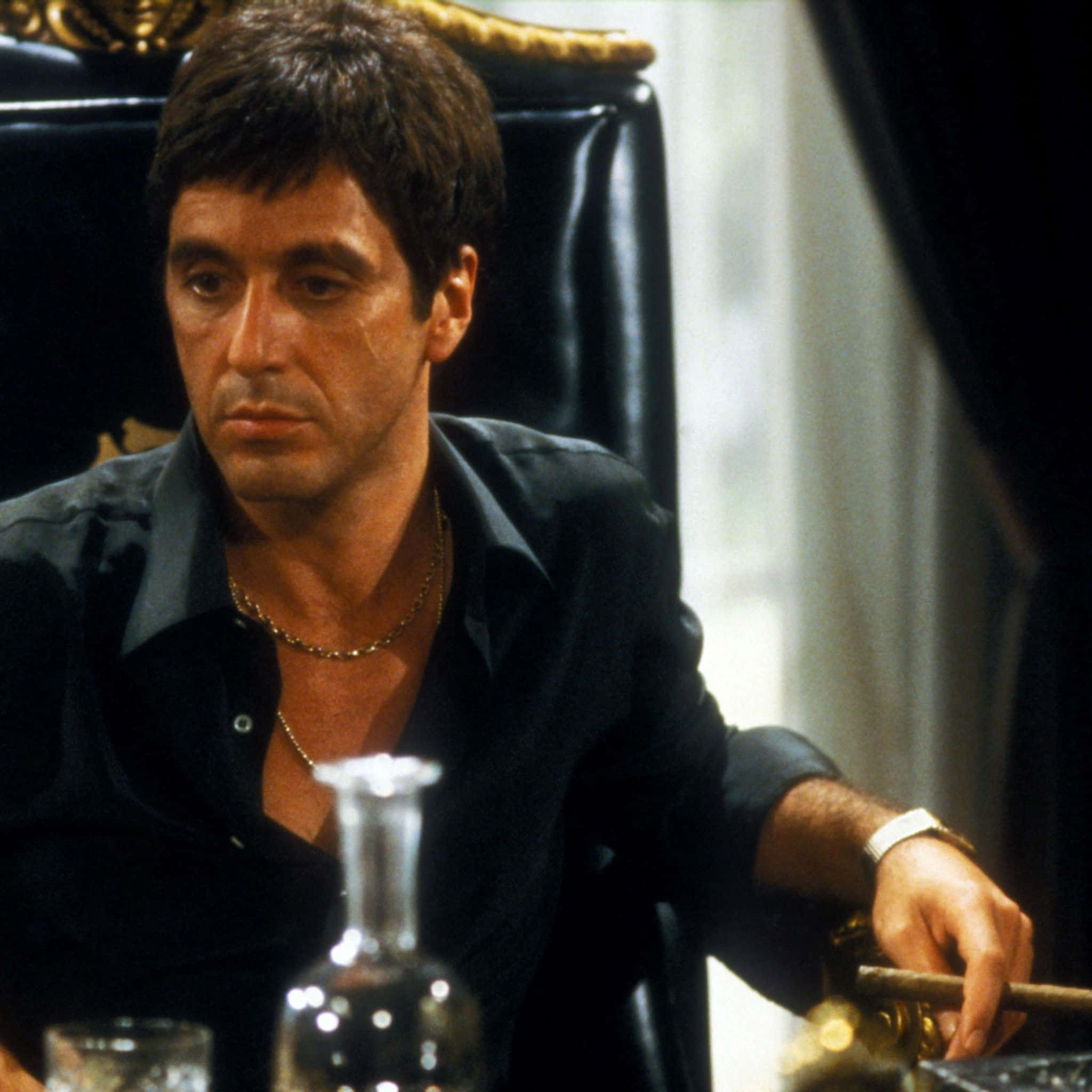 Scarface, Tony Montana, black shirt, Full HD Desktop Wallpaper