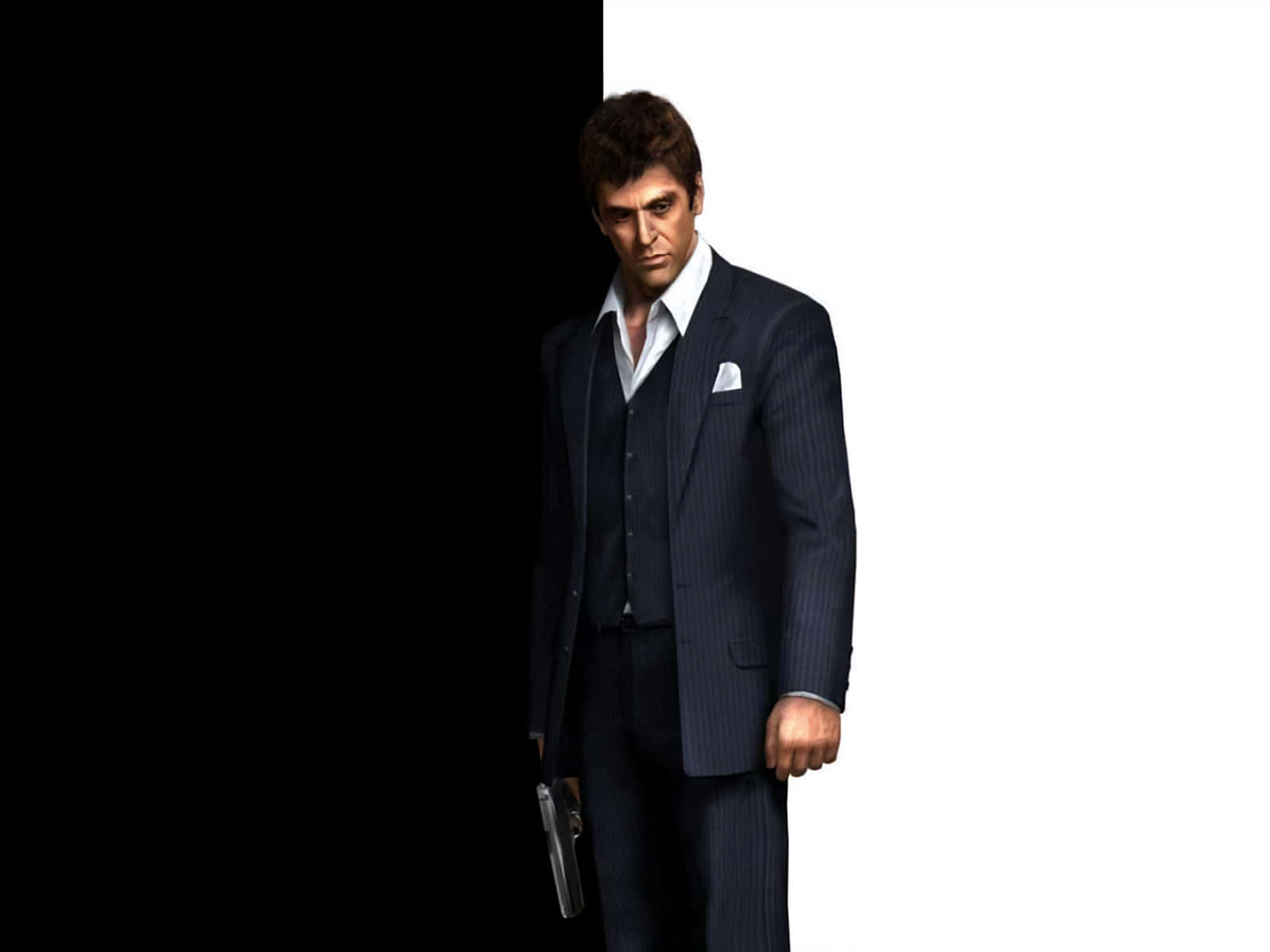 Tony Montana, Scarface, pinstripe suit, HD Desktop Wallpaper
