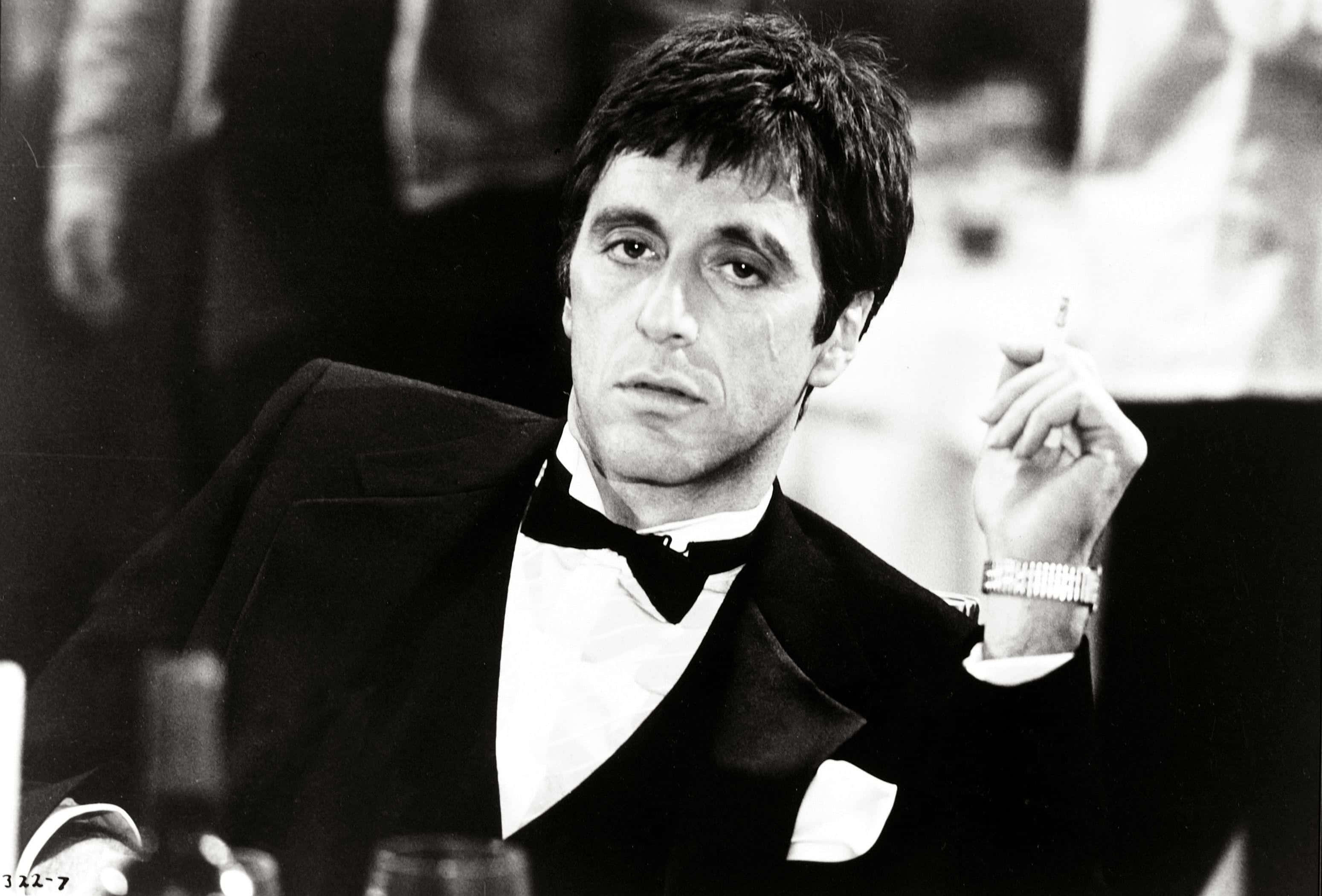 Scarface Tony Montana, tuxedo, cigarette, 2K Desktop Wallpaper