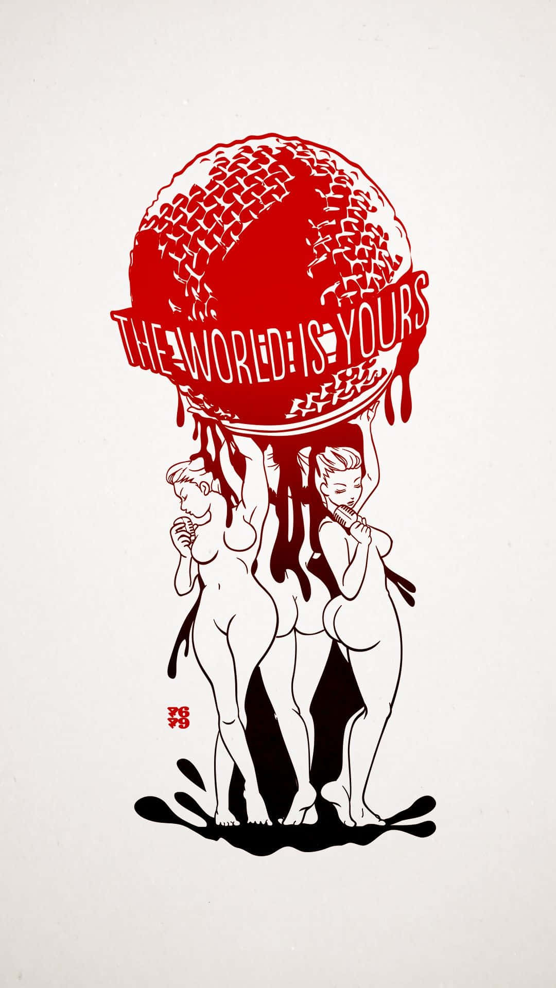 Scarface, THE WORLD IS YOURS, dripping red globe, Full HD Phone Wallpaper