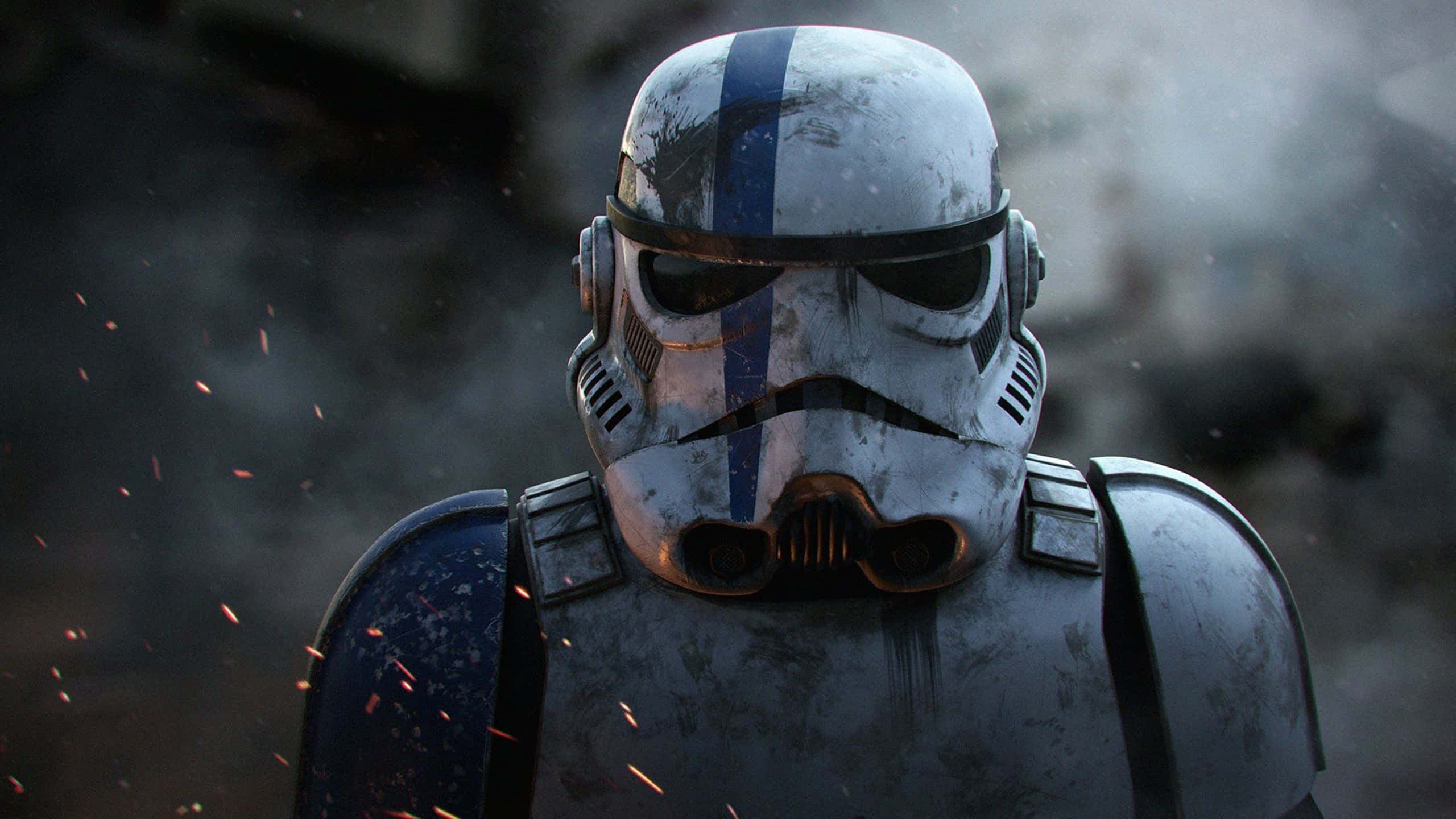 Scarif, stormtrooper helmet, blue stripe, 2K Desktop Wallpaper