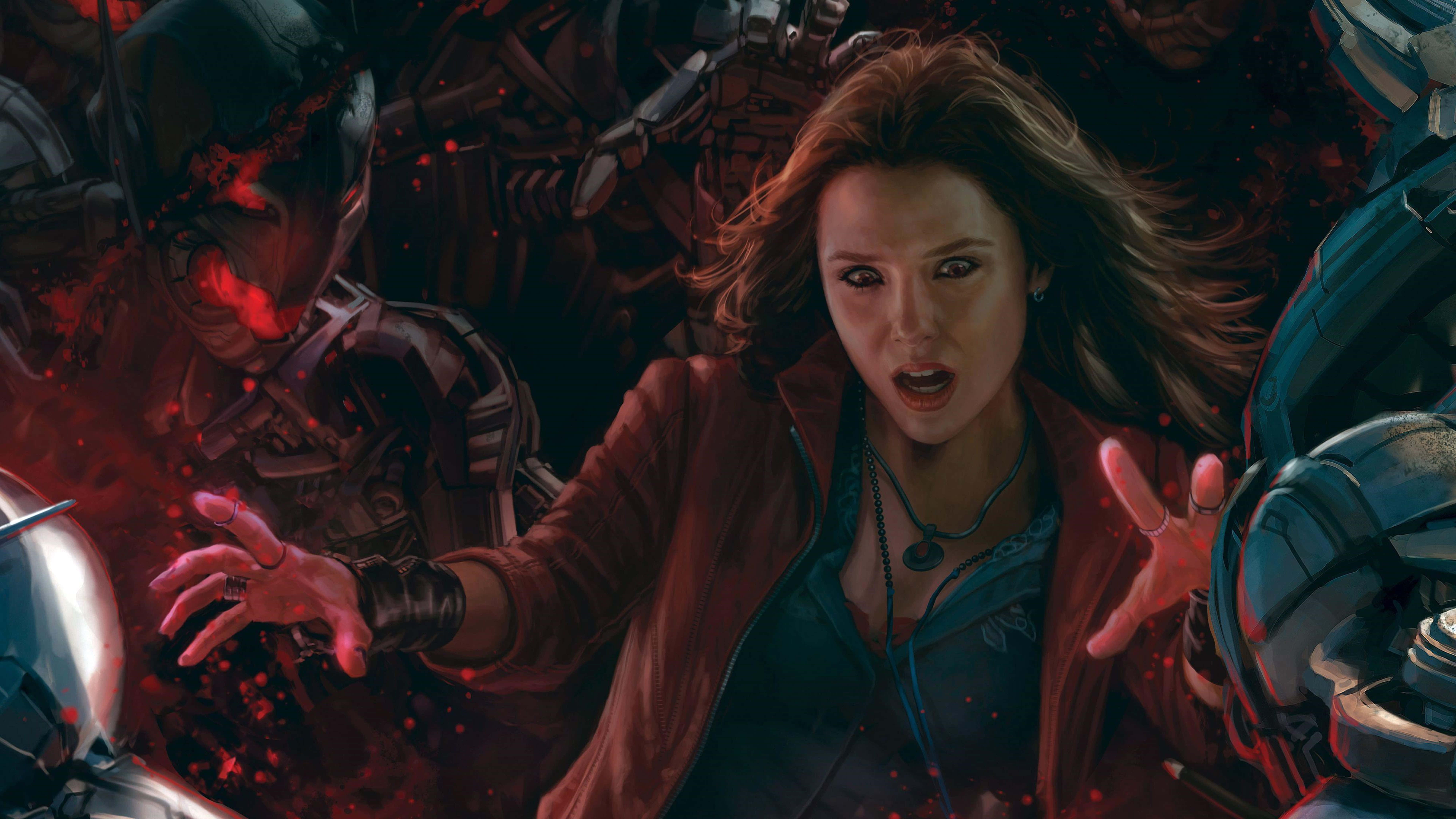 Scarlet Witch, red jacket, red energy, 8K Desktop Wallpaper