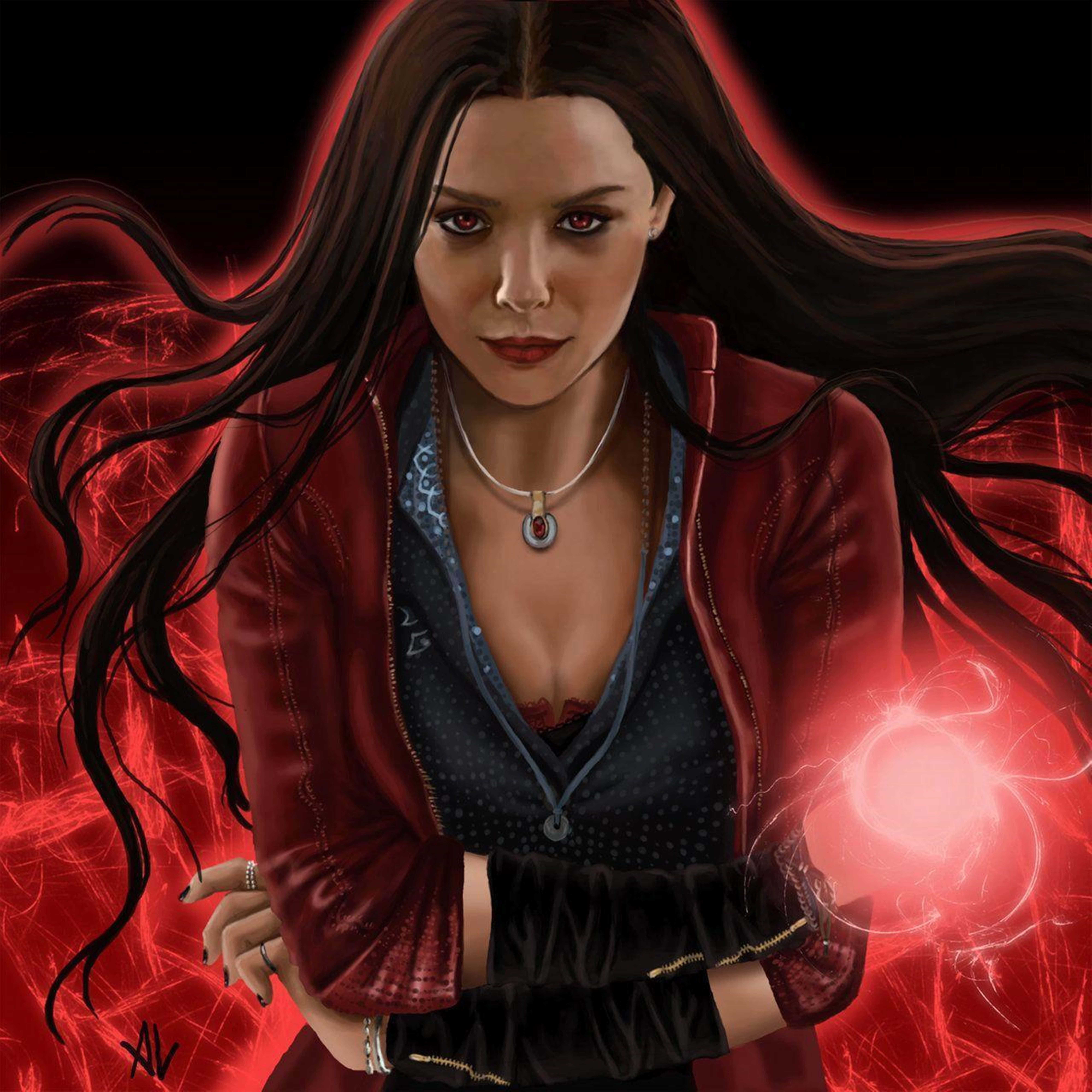 Scarlet Witch, 8K, long dark hair, 8K Desktop Wallpaper