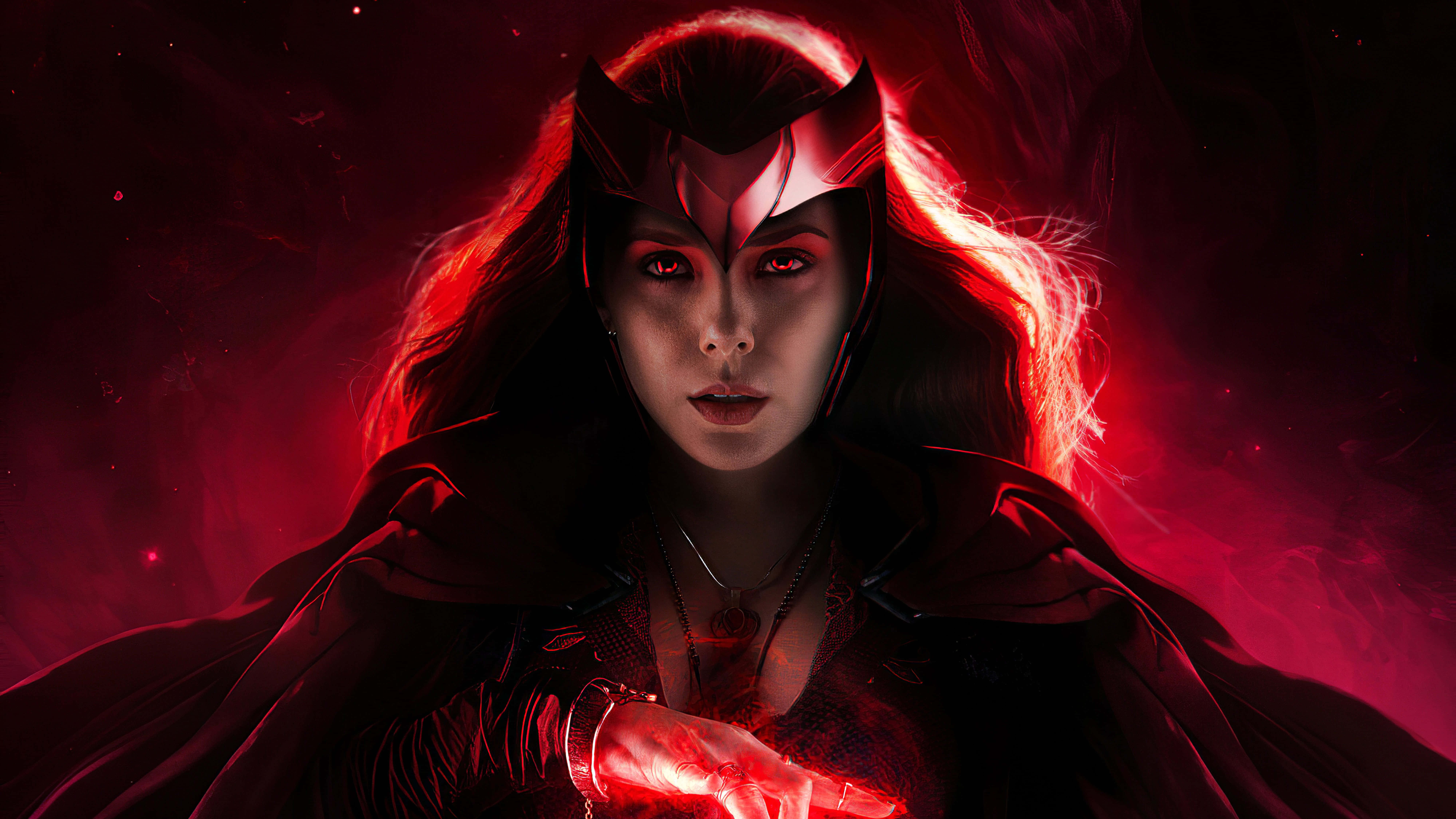 Scarlet Witch, red hair, red eyes, 8K Desktop Wallpaper