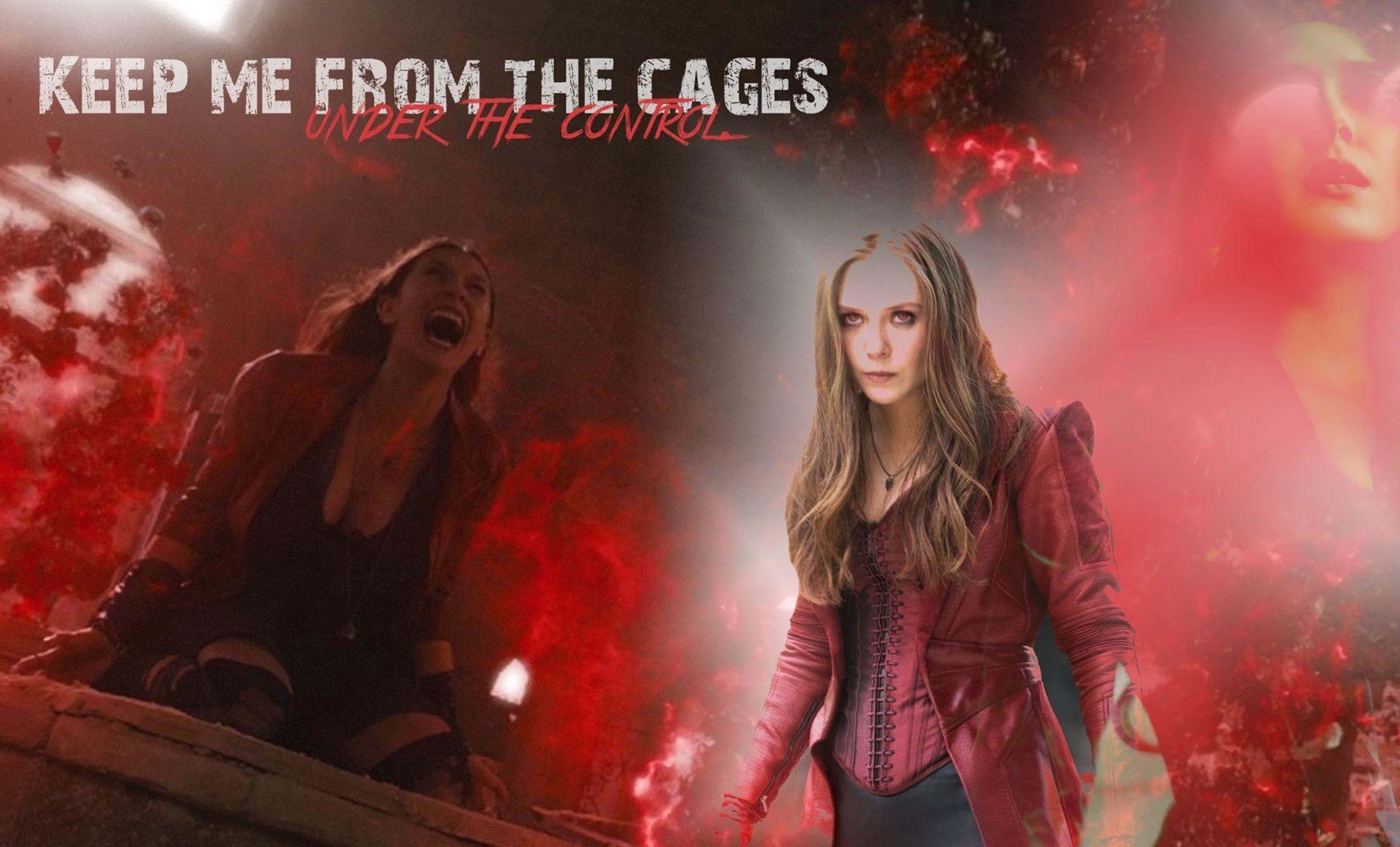 Scarlet Witch, red jacket, swirling red energy, 8K Desktop Wallpaper
