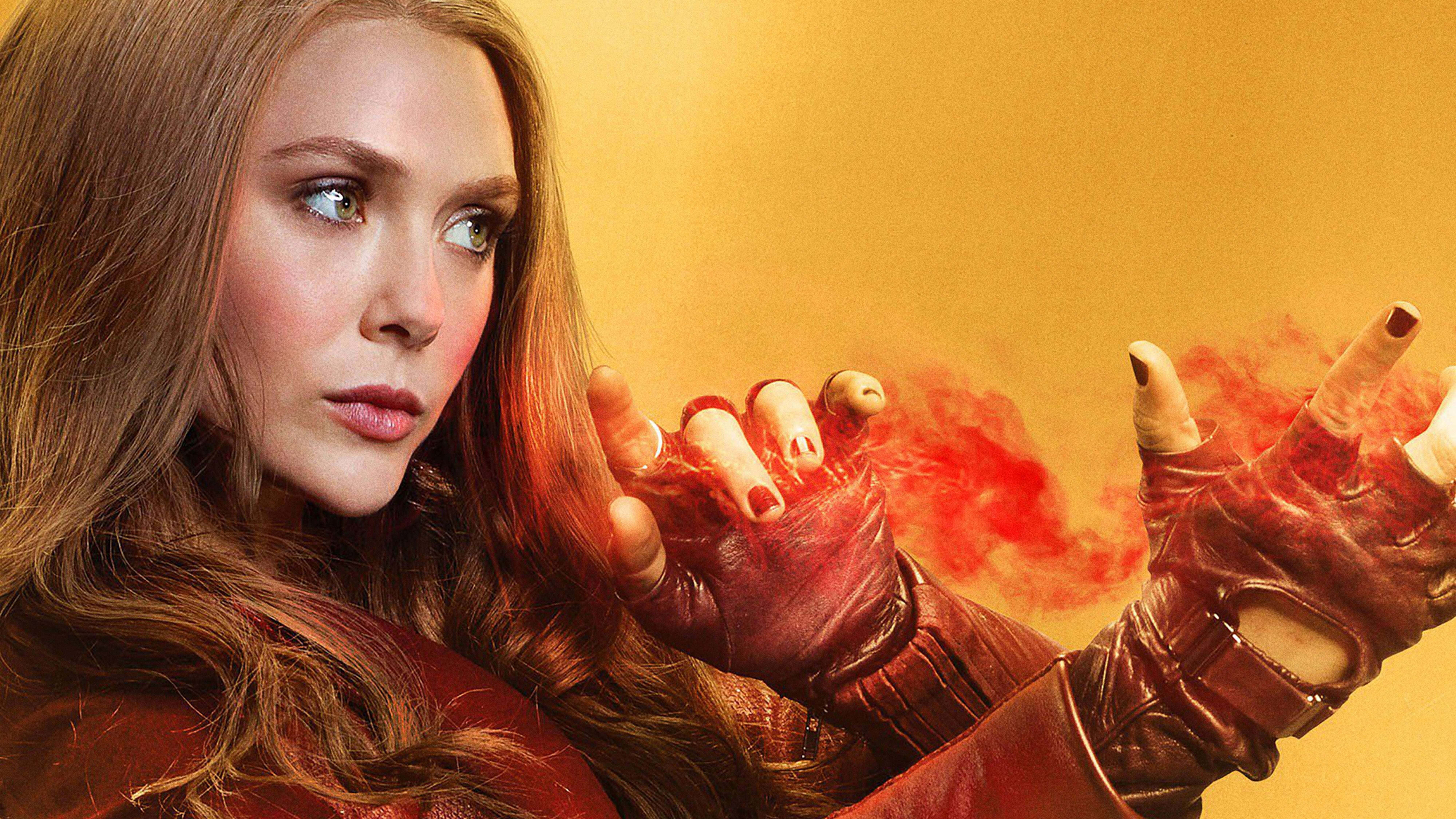 Scarlet Witch, red gloves, fiery energy, 8K Desktop Wallpaper