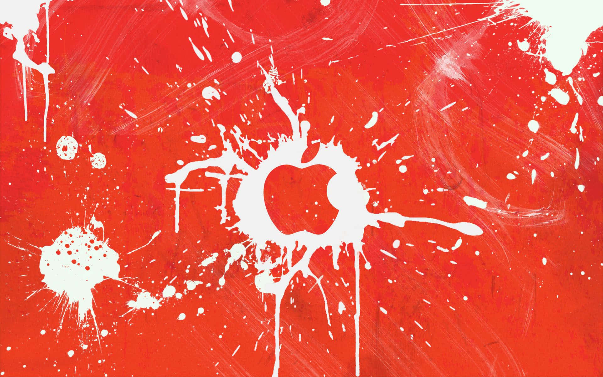 Scarlet, apple logo, white paint splatters, Full HD Desktop Wallpaper
