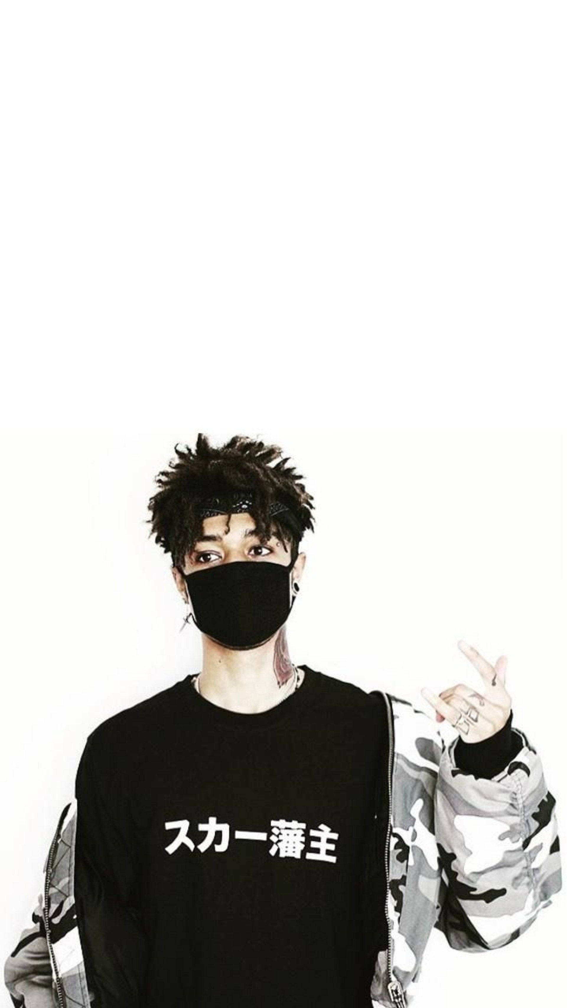 Scarlxrd, black face mask, spiky hair, 2K Phone Wallpaper