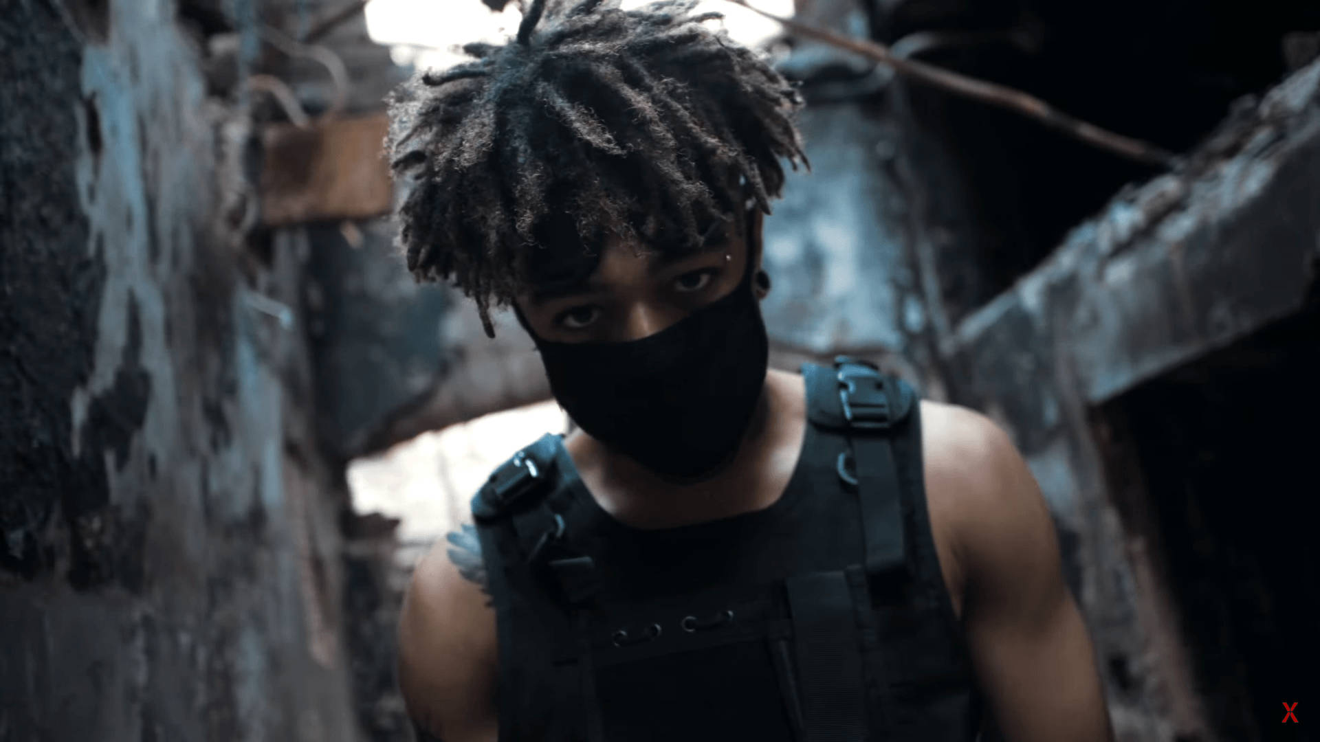 Scarlxrd, tactical vest, dreadlocks, Full HD Desktop Wallpaper