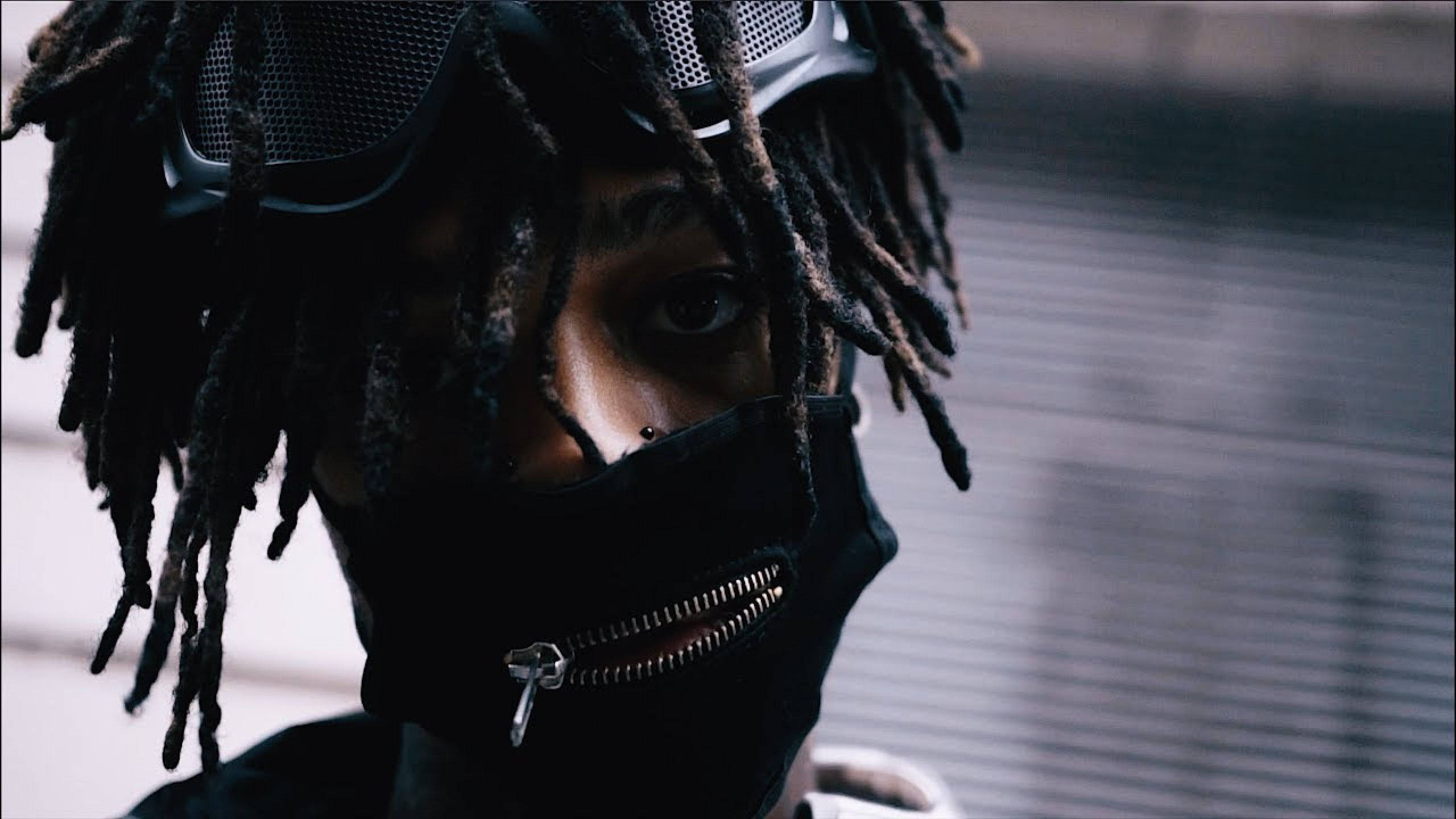 Scarlxrd, dreadlocks, black zippered face mask, 2K Desktop Wallpaper