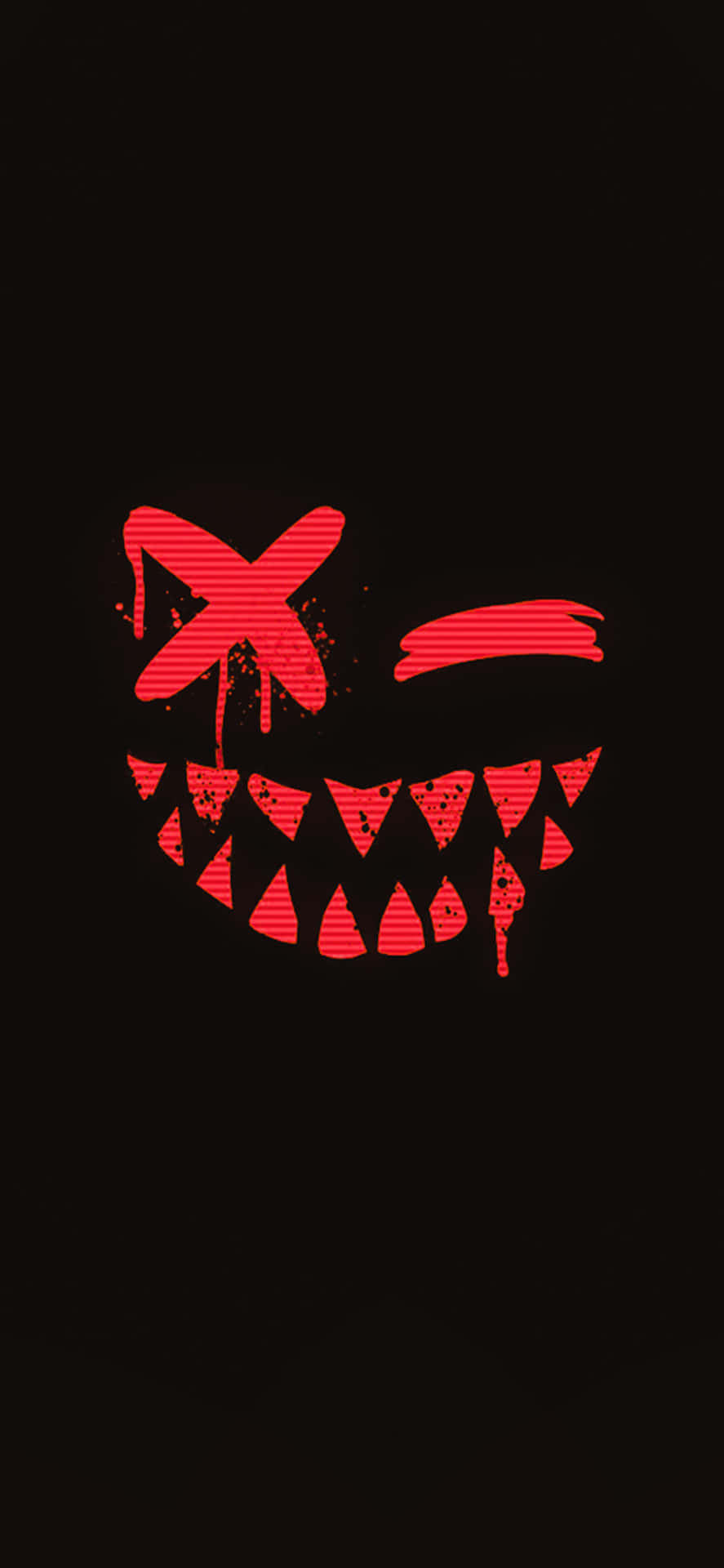 red glow, scary smile, X for an eye, Full HD Phone Wallpaper