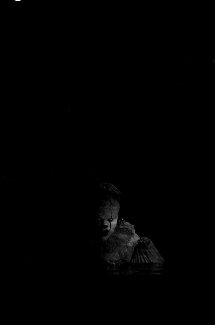 Dark Silhouette, terrifying clown's face, smeared makeup, SD Phone Wallpaper