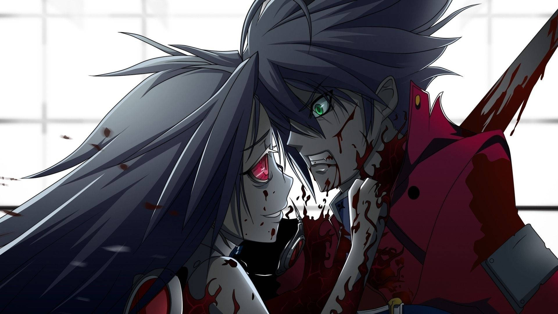 scary anime boy, wide-eyed anime character, bloodied faces, Full HD Desktop Wallpaper