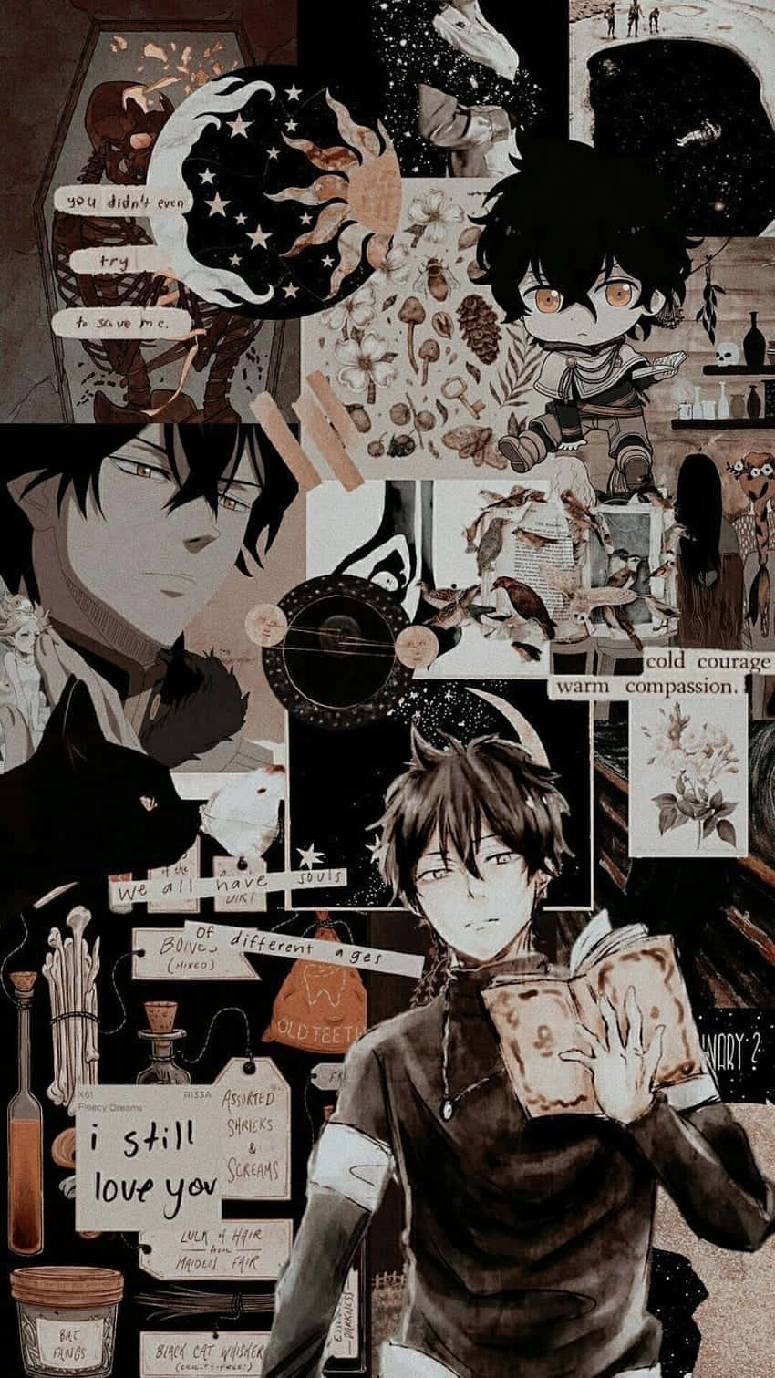 mysterious anime boy, collage, boy reading a book, HD Phone Wallpaper