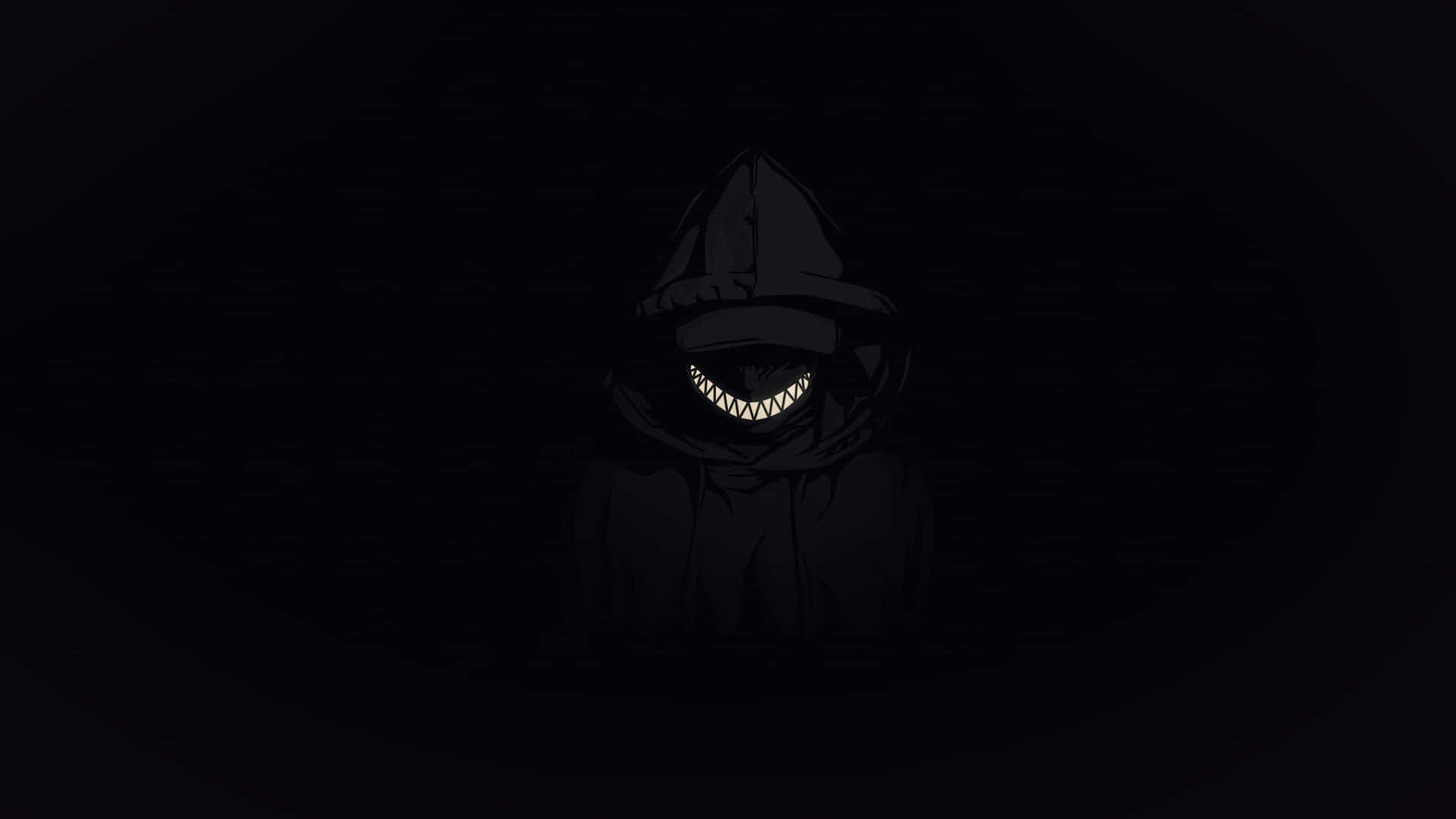 scary anime character, sinister smile, hooded figure, Full HD Desktop Wallpaper