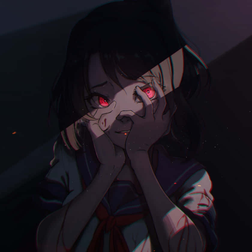 Scary Anime Girl, red eyes, glowing red eyes, SD Desktop Wallpaper