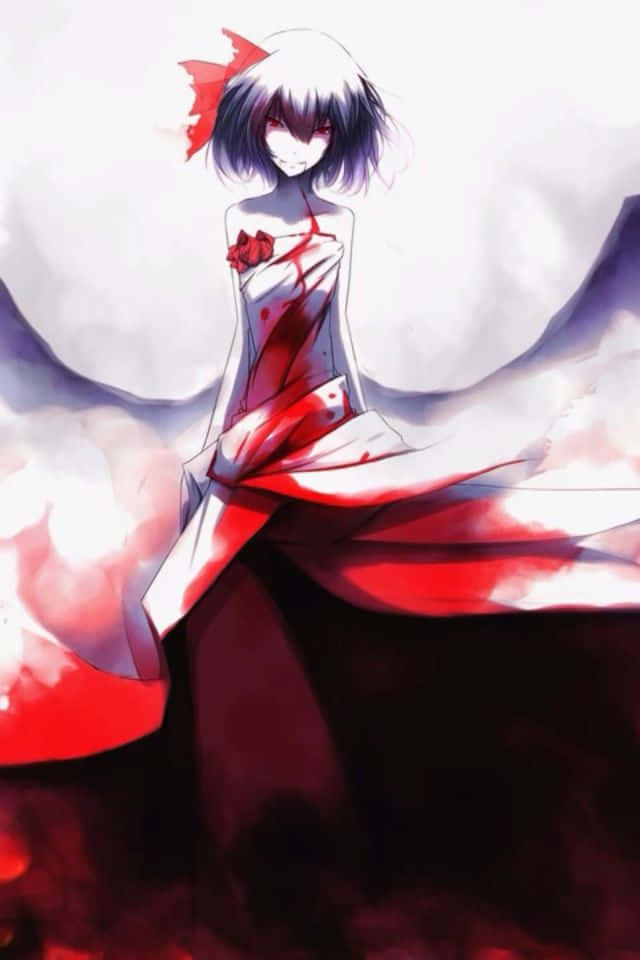 anime girl, white hair, red eyes, SD Phone Wallpaper