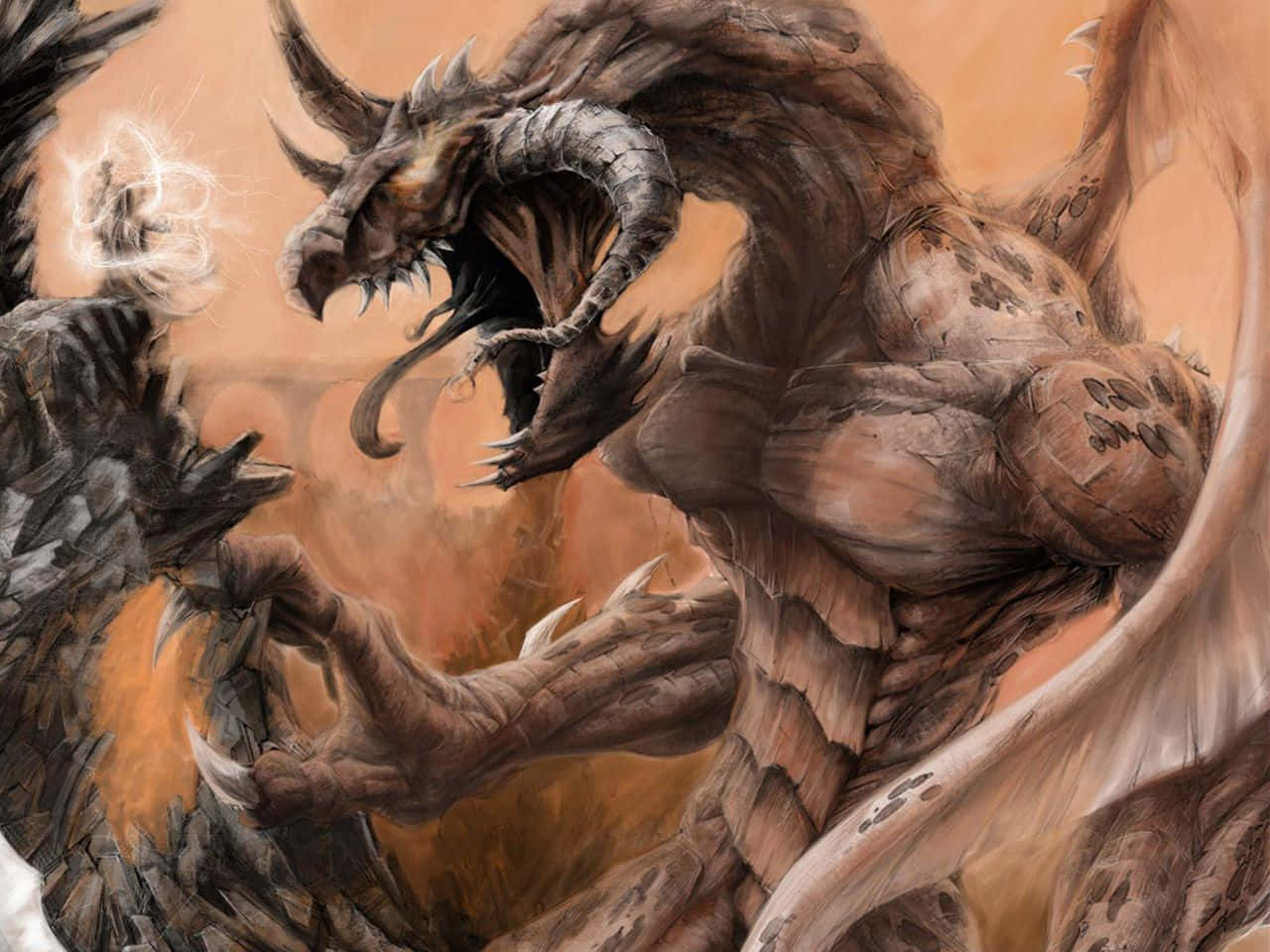 Scary Dragon, colossal, armored dragon, HD Desktop Wallpaper