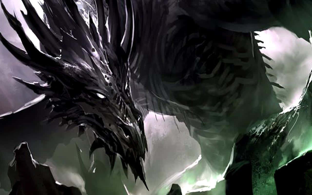 scary dragon, black dragon, spiked scales, HD Desktop Wallpaper