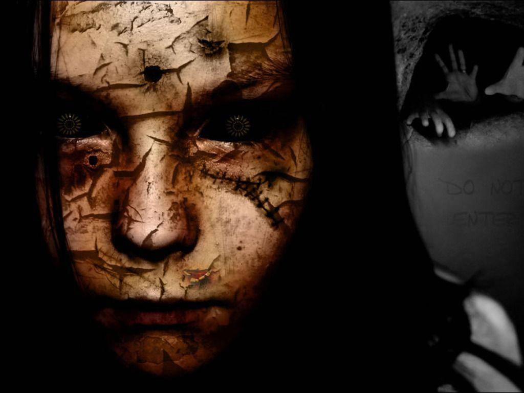 Scary Face, scarred face woman, sunburst eyes, SD Desktop Wallpaper