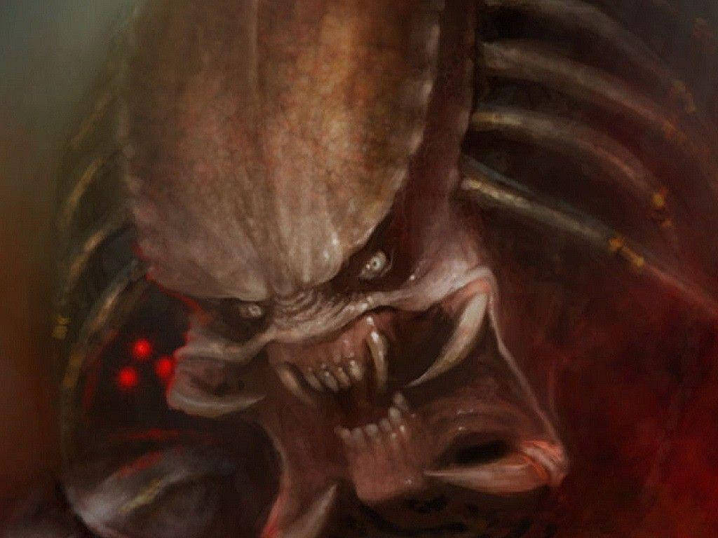 Scary Face, monster teeth predator, glowing red eyes, SD Desktop Wallpaper