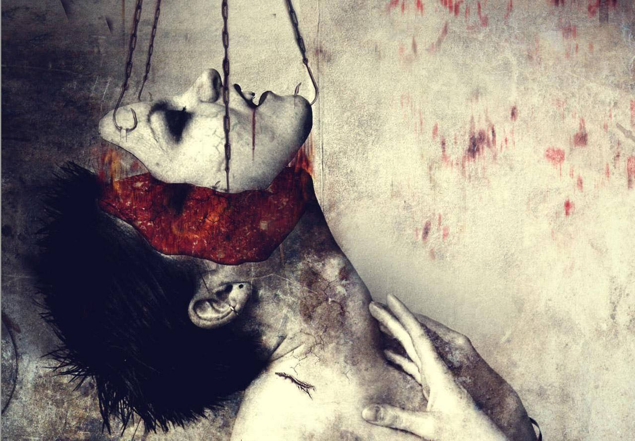 Scary Face, pale face, chains, HD Desktop Wallpaper