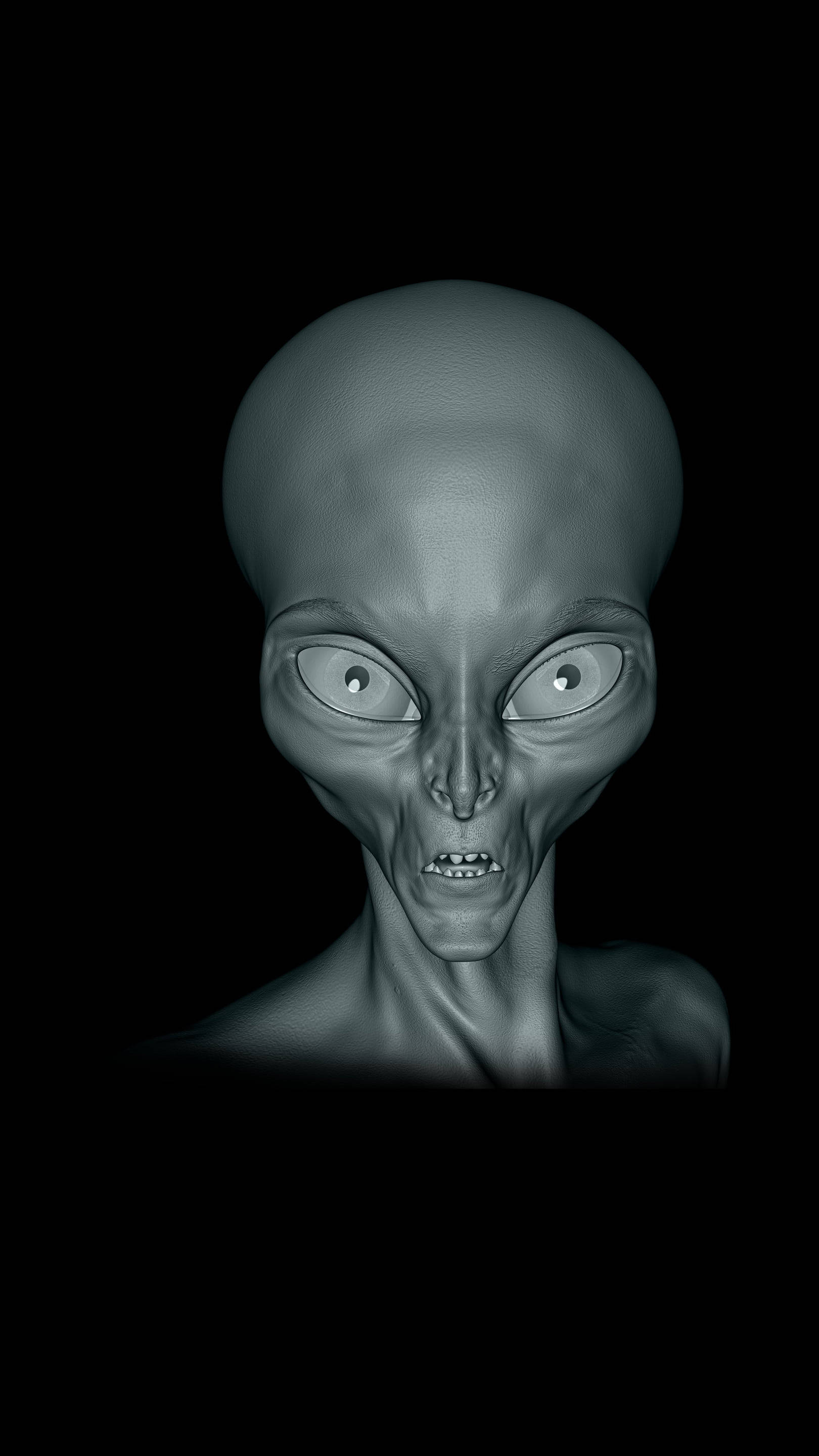 Scary Face, confused alien, gray alien, 2K Phone Wallpaper