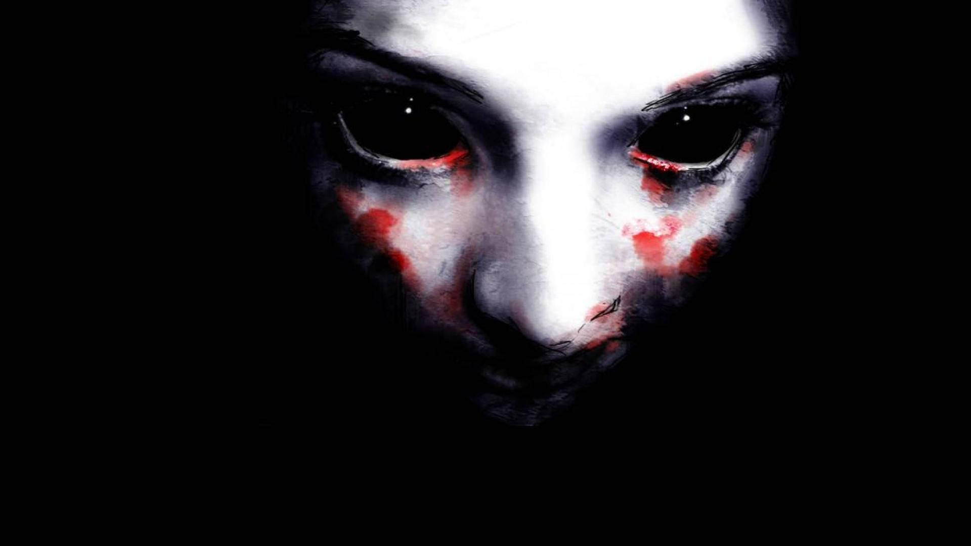 Scary Face, white, red paint, Full HD Desktop Wallpaper