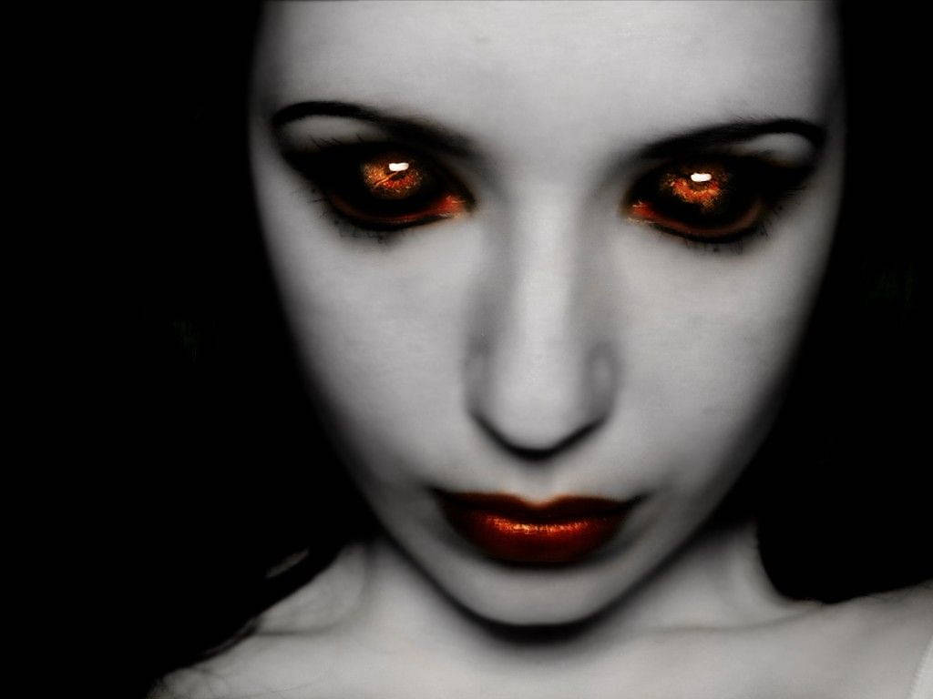 Scary Face, dark red eyes, lips, SD Desktop Wallpaper