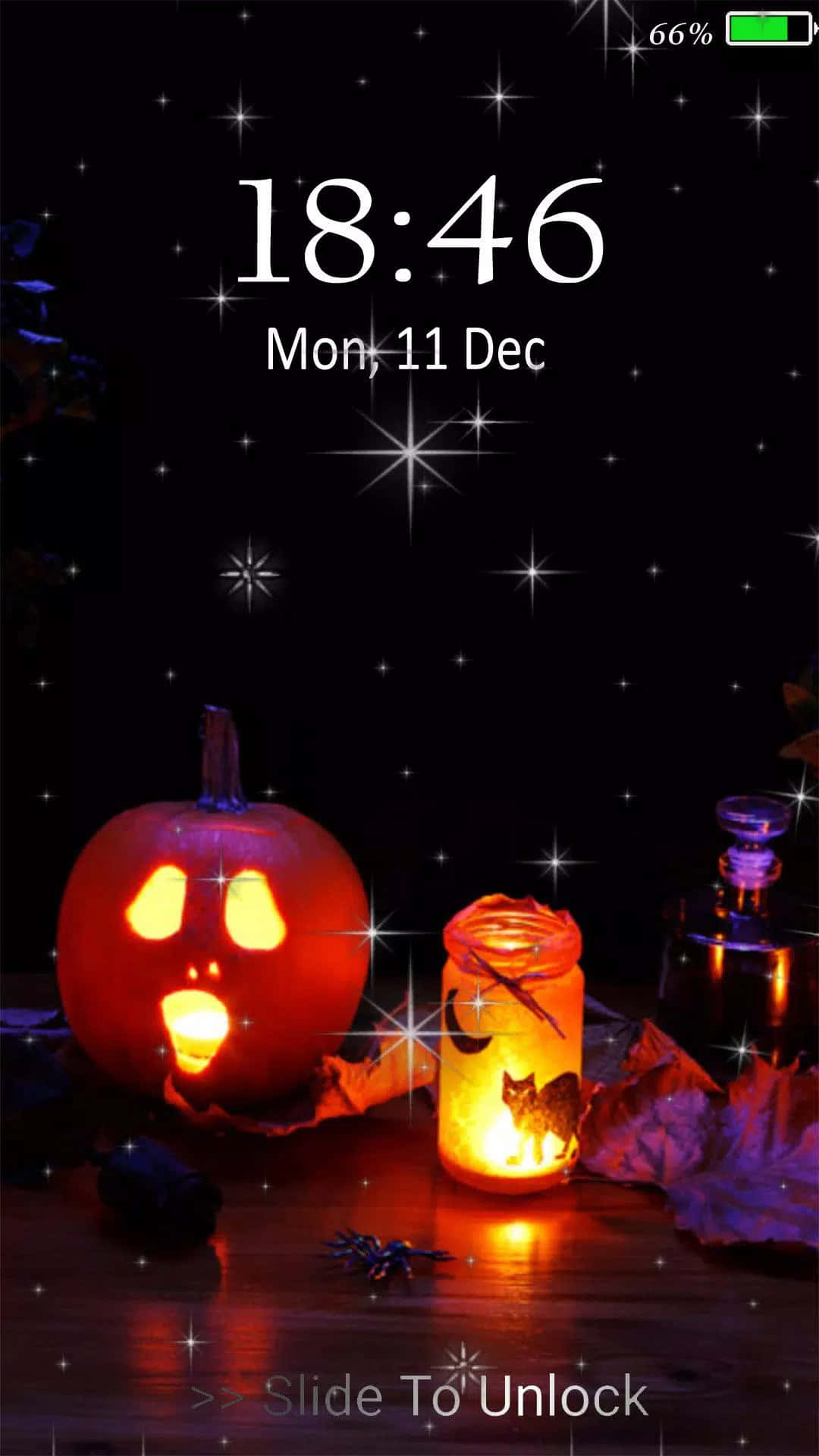 jack-o'-lantern, candle jar, cat silhouette, Full HD Phone Wallpaper